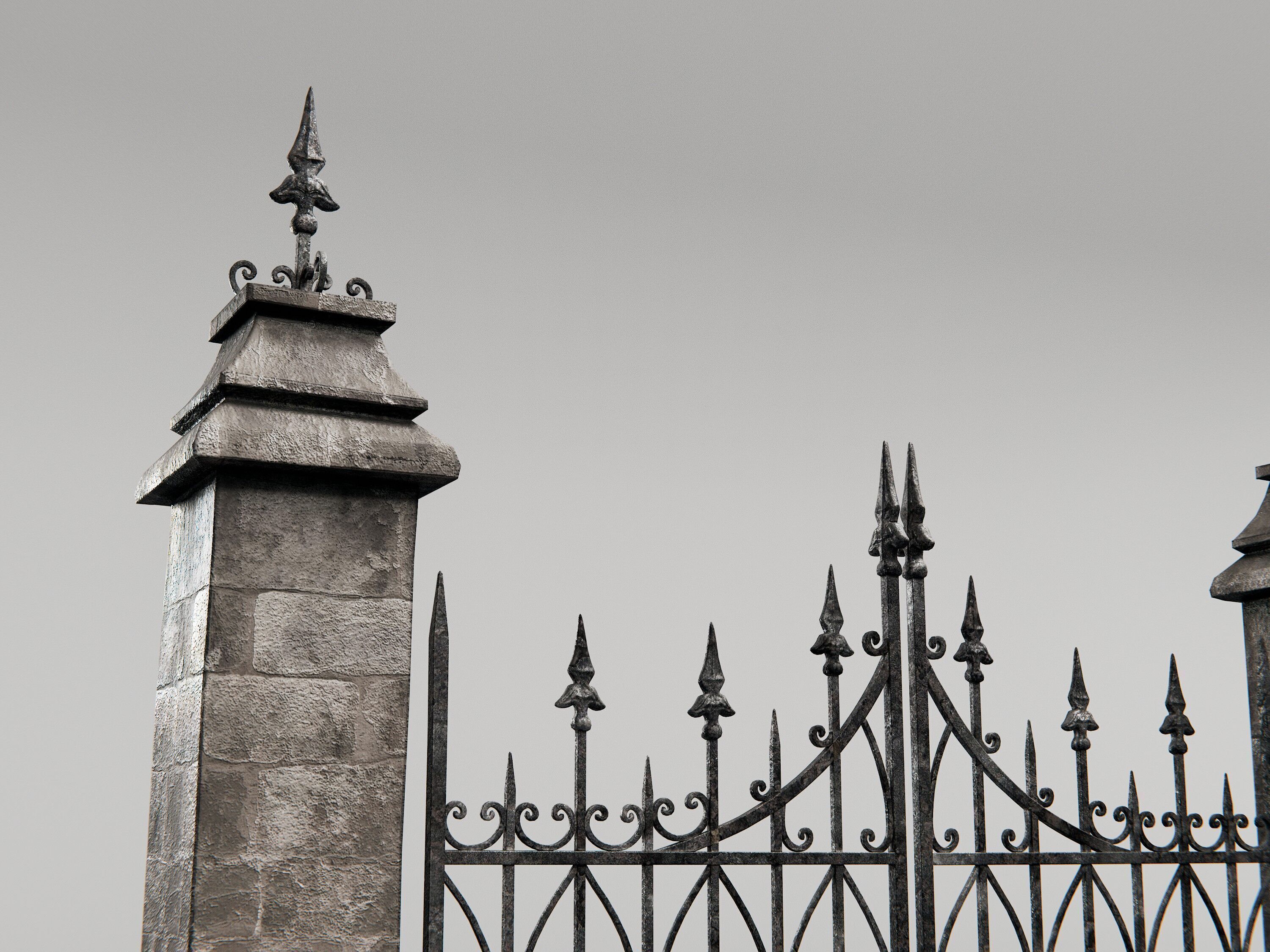 gothic walls - fences- gates - asset pack 3D model_4