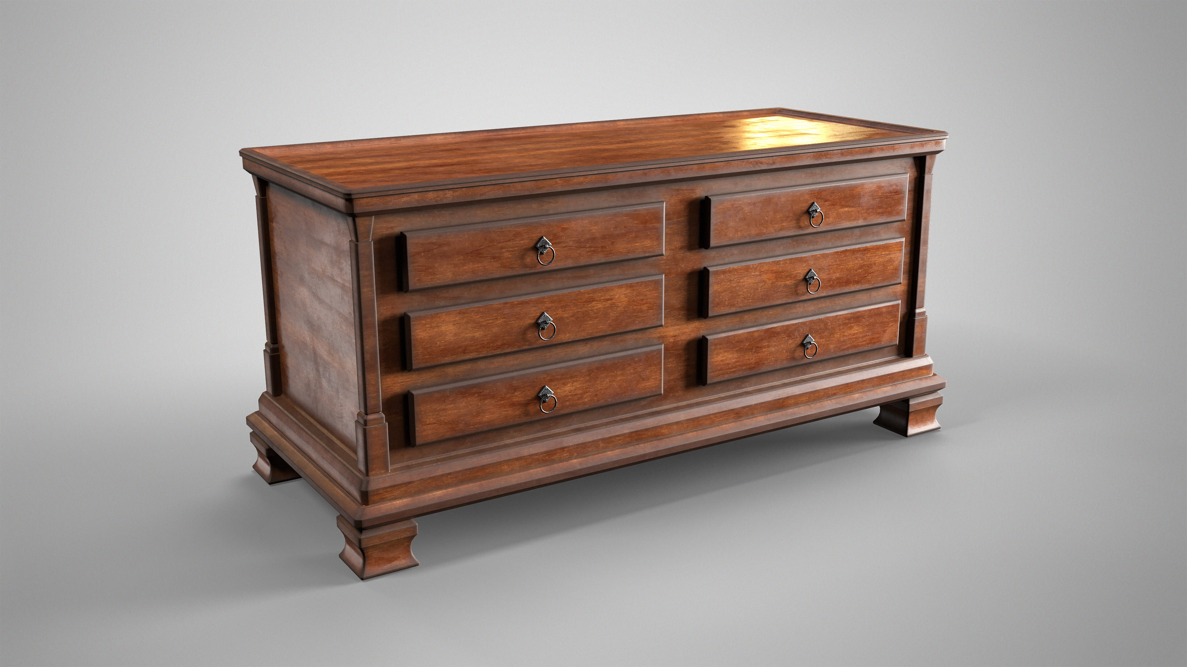 Antique Sideboard Cabinet - Medieval Wooden Cupboard AAA Low-poly 3D model_1