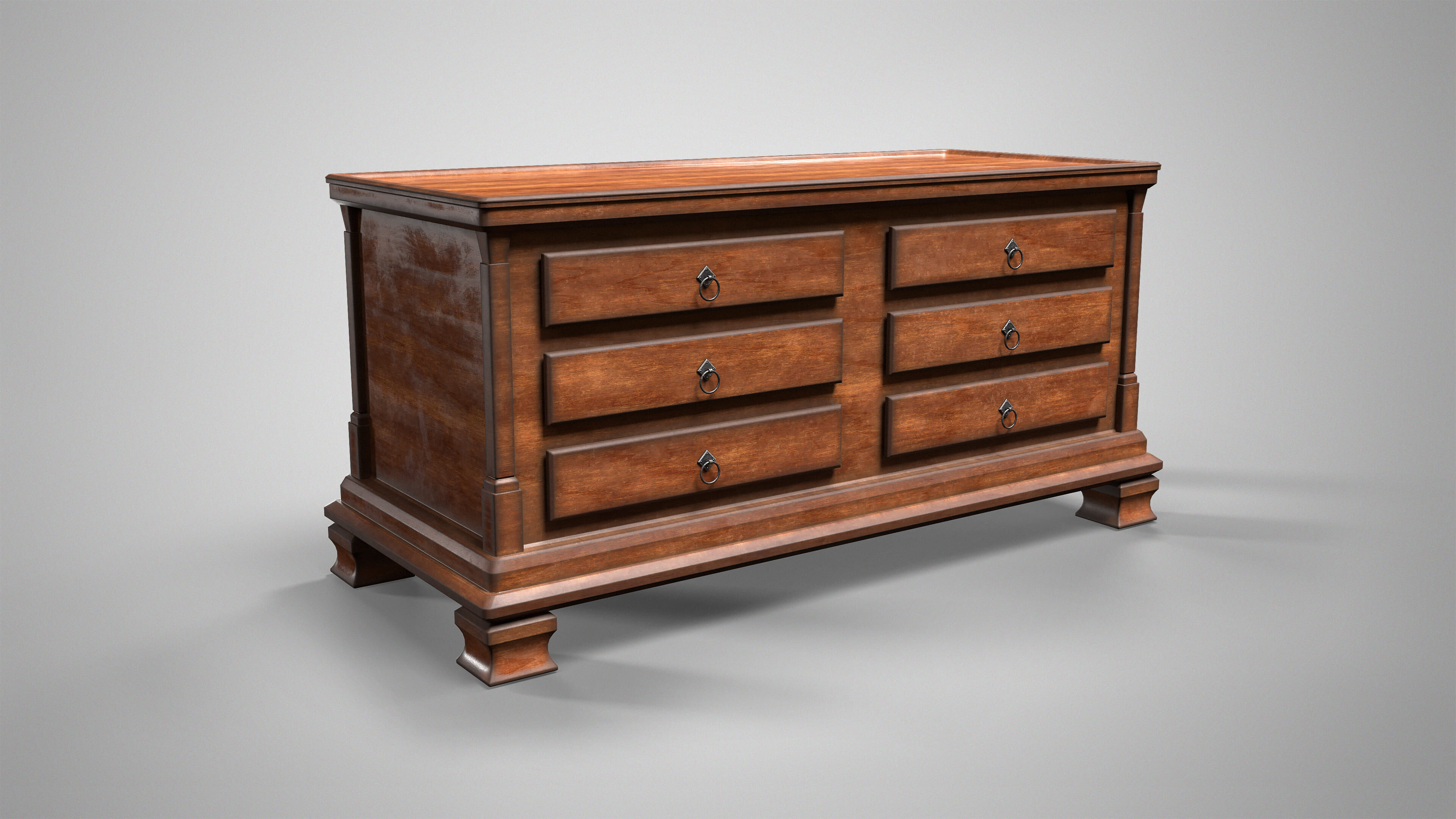 Antique Sideboard Cabinet - Medieval Wooden Cupboard AAA Low-poly 3D model_7