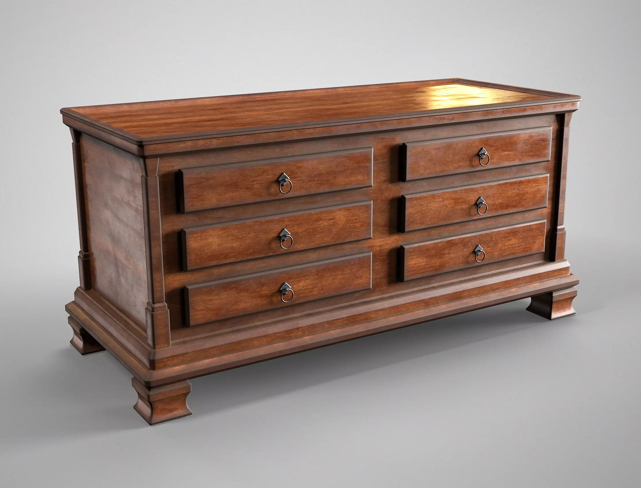 Antique Sideboard Cabinet - Medieval Wooden Cupboard AAA Low-poly 3D model_0