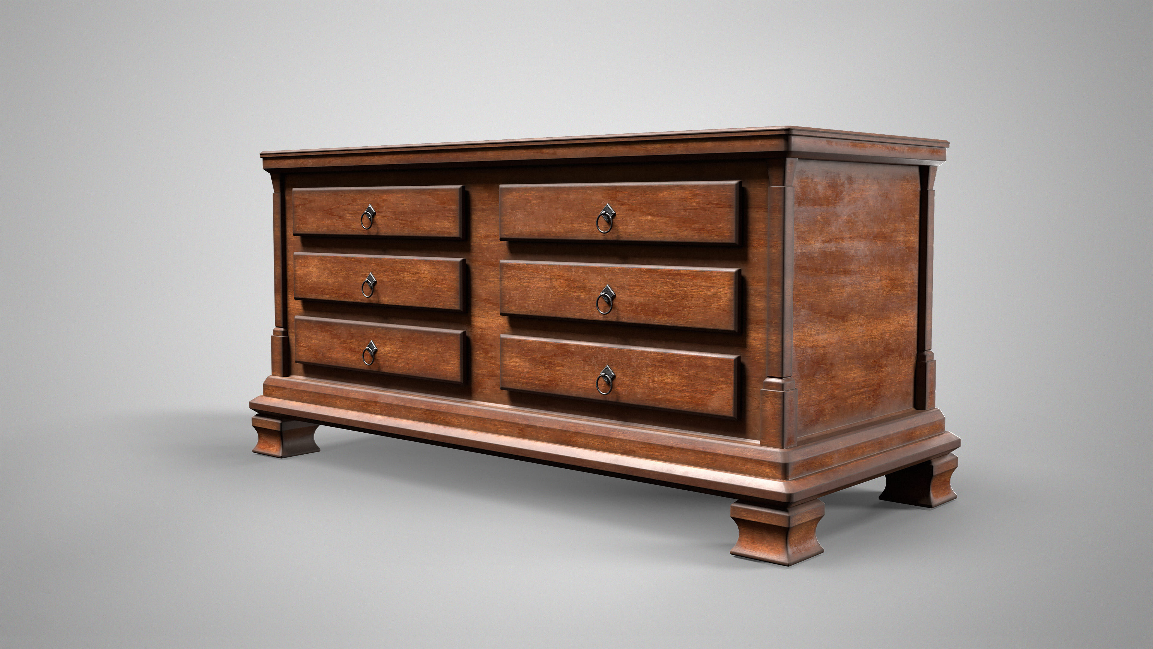 Antique Sideboard Cabinet - Medieval Wooden Cupboard AAA Low-poly 3D model_2