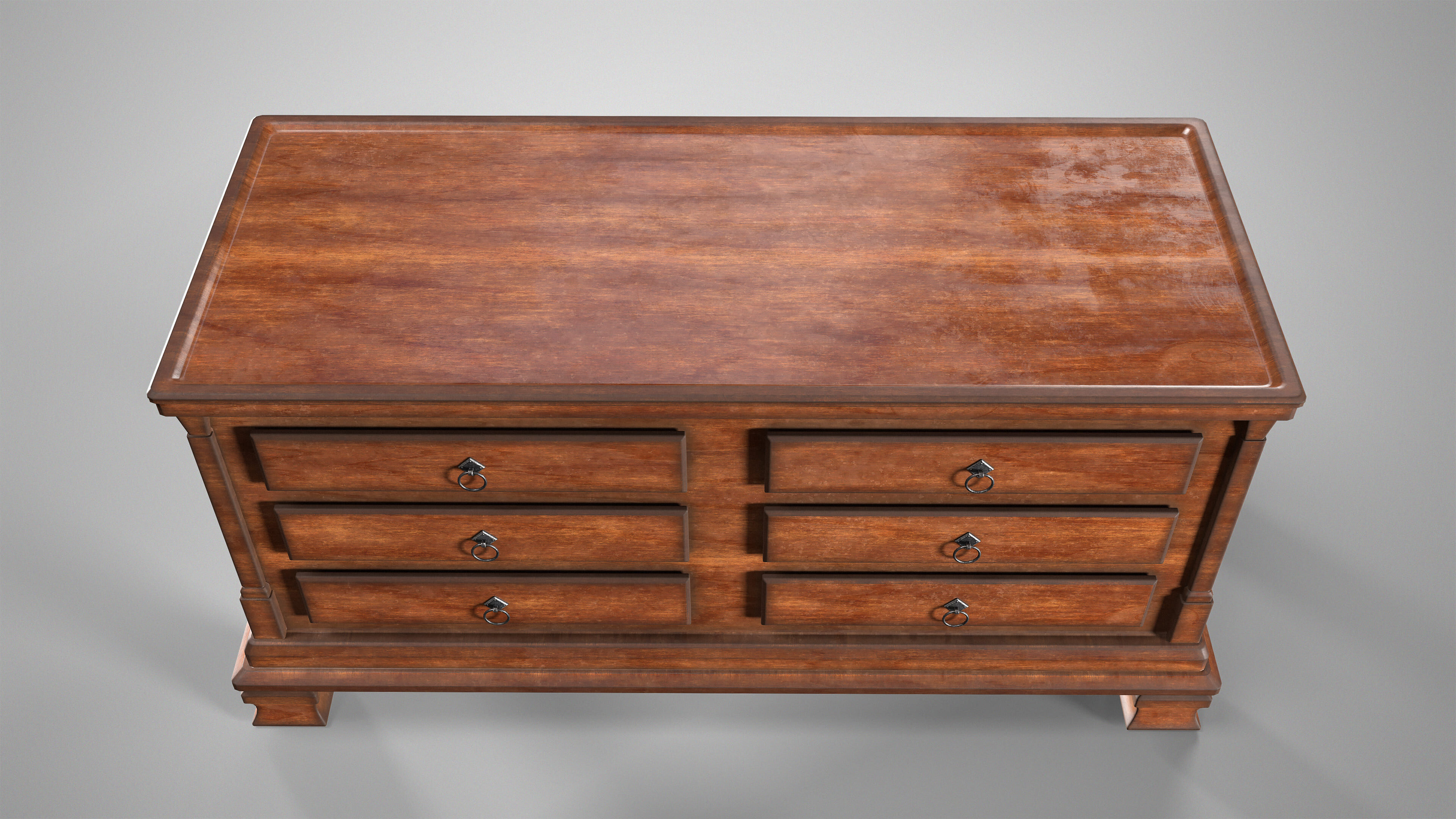 Antique Sideboard Cabinet - Medieval Wooden Cupboard AAA Low-poly 3D model_8