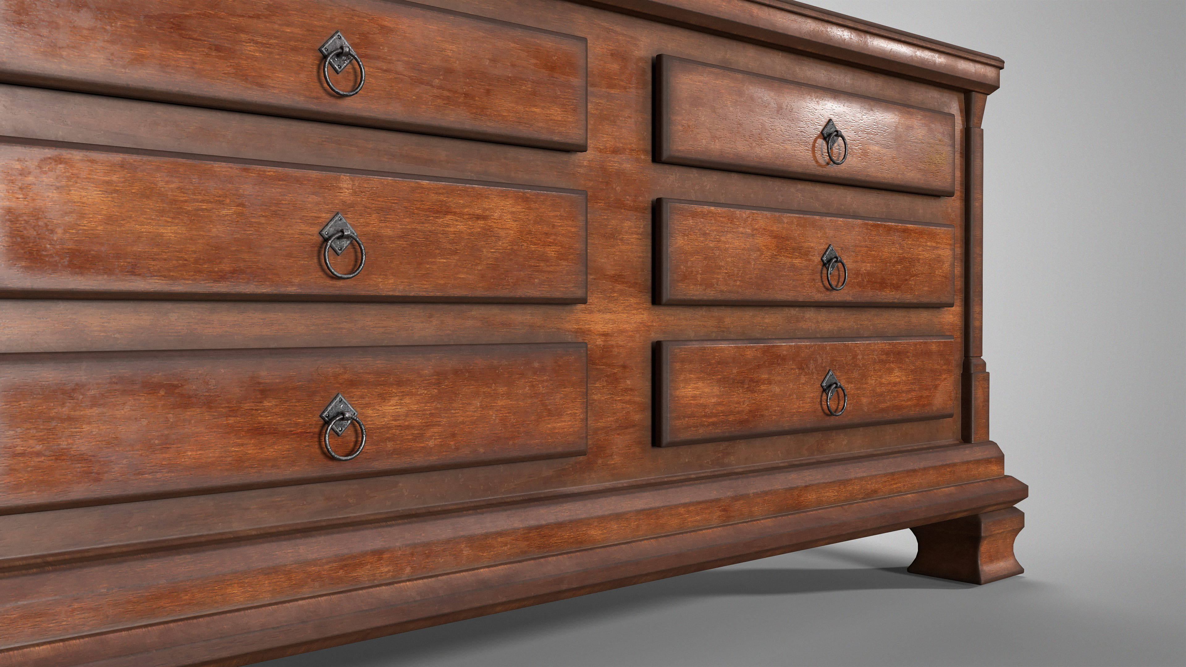 Antique Sideboard Cabinet - Medieval Wooden Cupboard AAA Low-poly 3D model_6