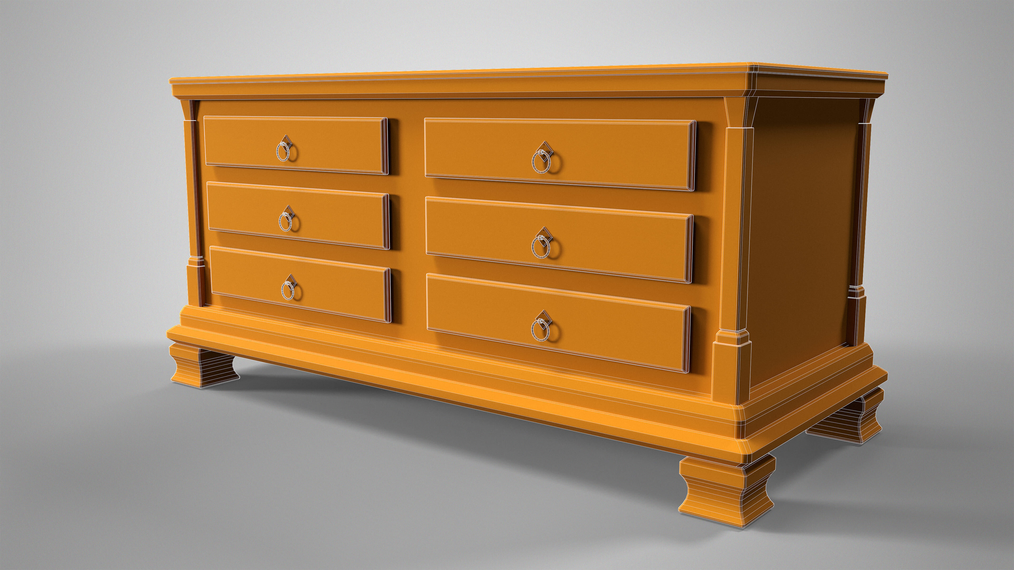 Antique Sideboard Cabinet - Medieval Wooden Cupboard AAA Low-poly 3D model_10