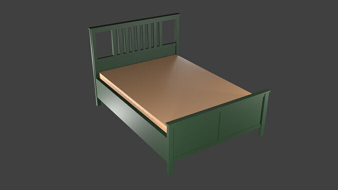 King Size Divan Green Wood Low-poly 3D model
