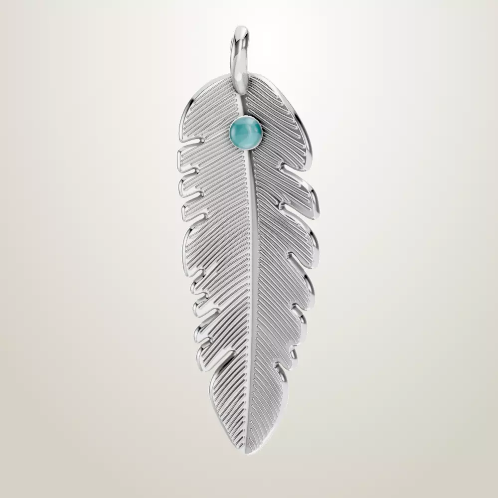 Bird Feather Turquoise Boho Native American Indian Pendant 3D print model