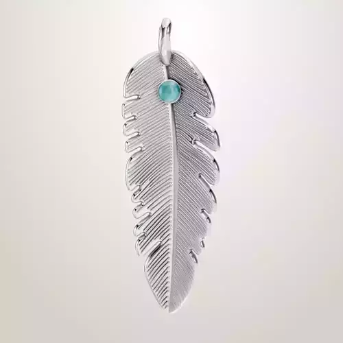 Bird Feather Turquoise Boho Native American Indian Pendant 3D print model