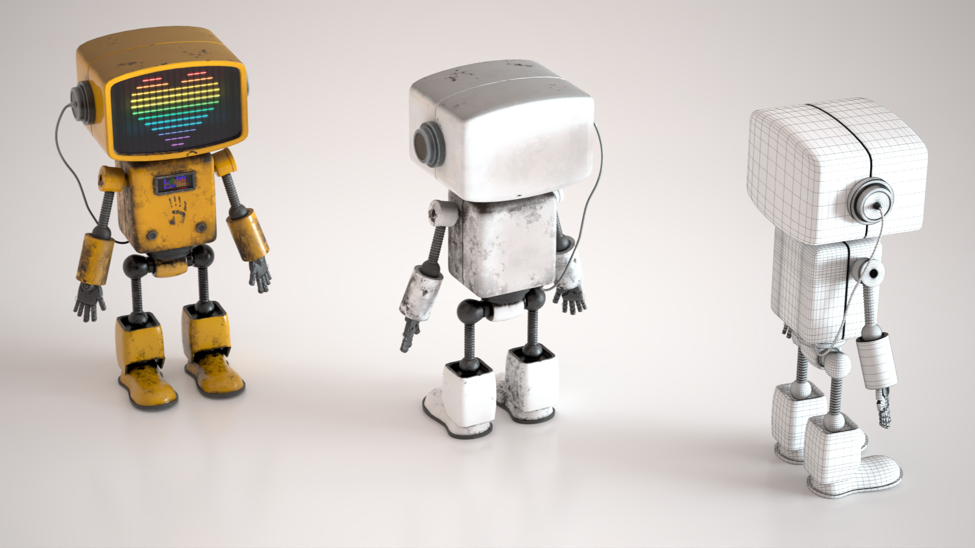 Retro Robot  Game-Ready 3D Model Low-poly 3D model_6