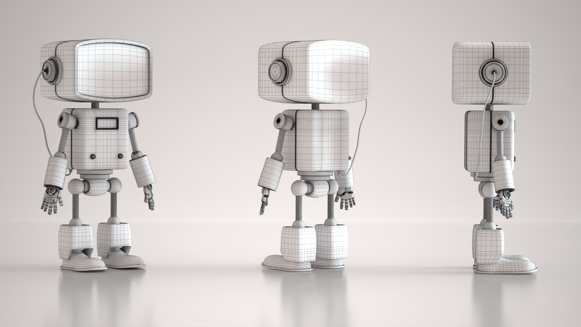 Retro Robot  Game-Ready 3D Model Low-poly 3D model_17