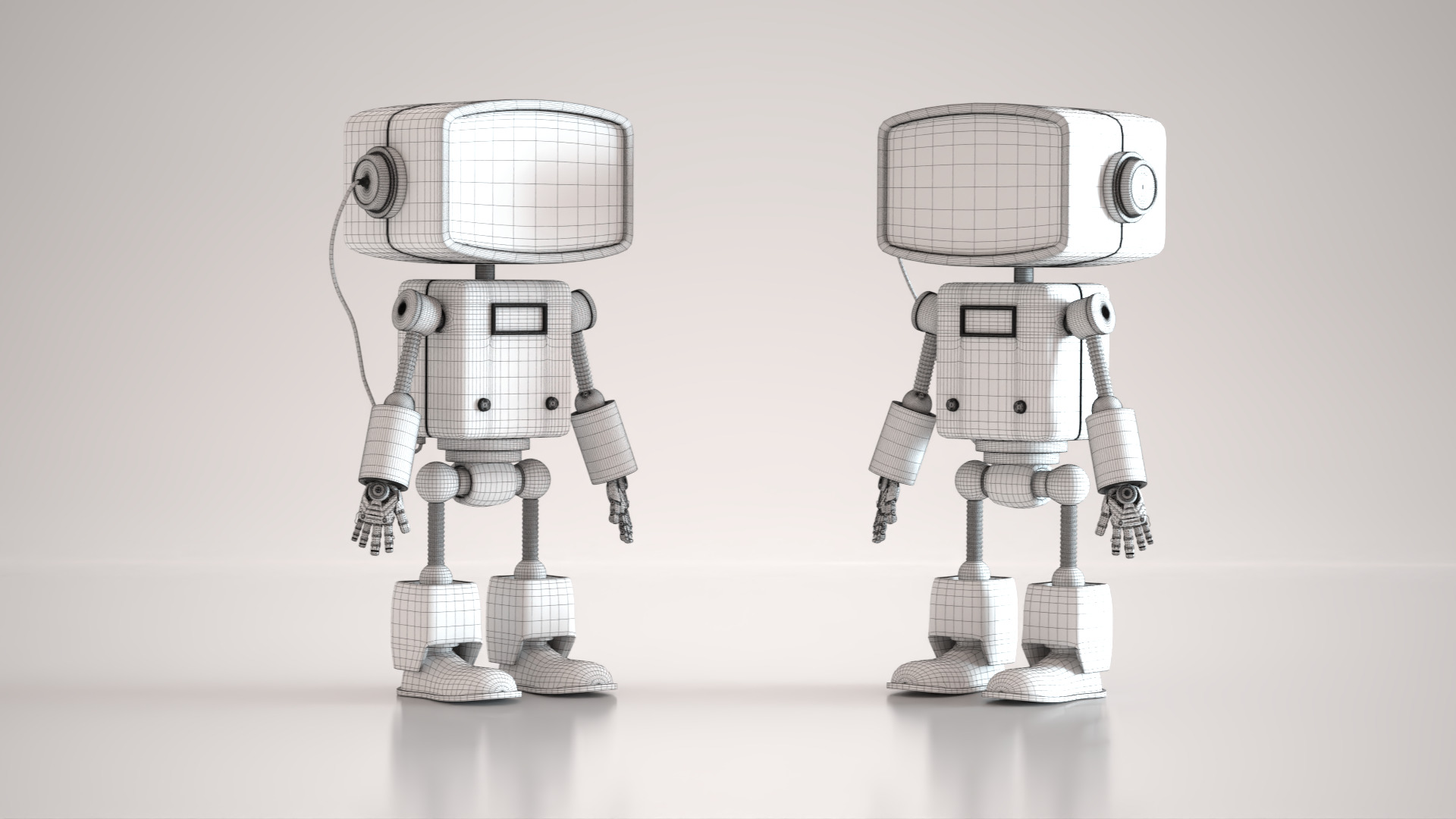 Retro Robot  Game-Ready 3D Model Low-poly 3D model_16