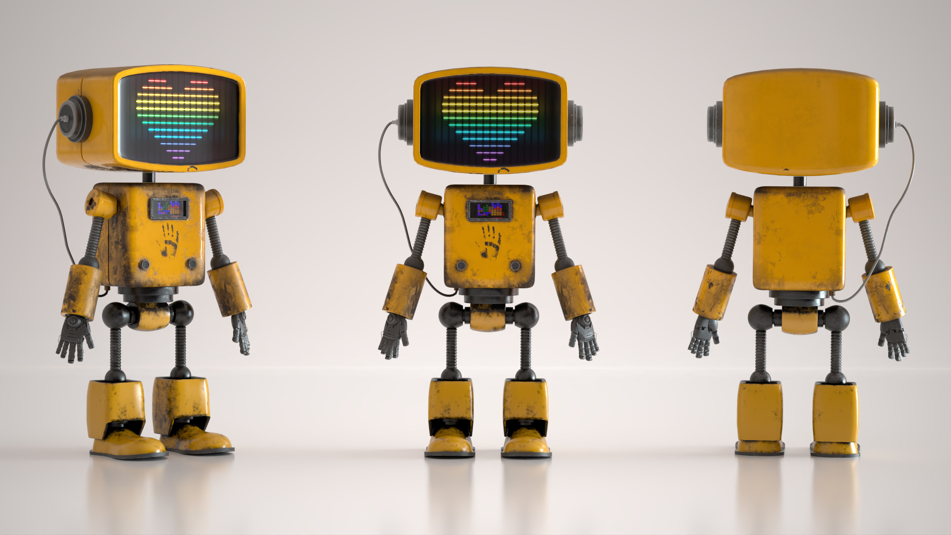 Retro Robot  Game-Ready 3D Model Low-poly 3D model_1