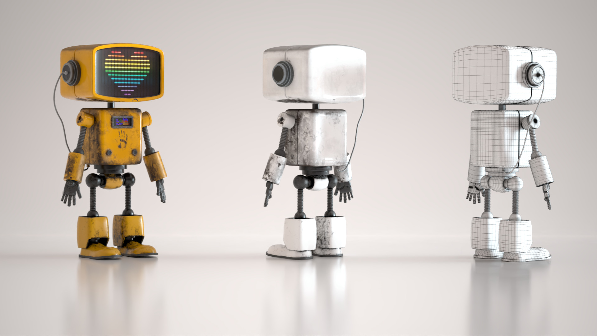 Retro Robot  Game-Ready 3D Model Low-poly 3D model_5
