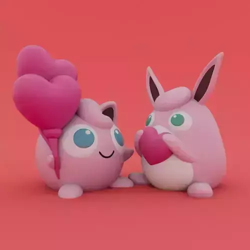 Valentines Special - Jigglypuff and Wigglytuff 3D print model