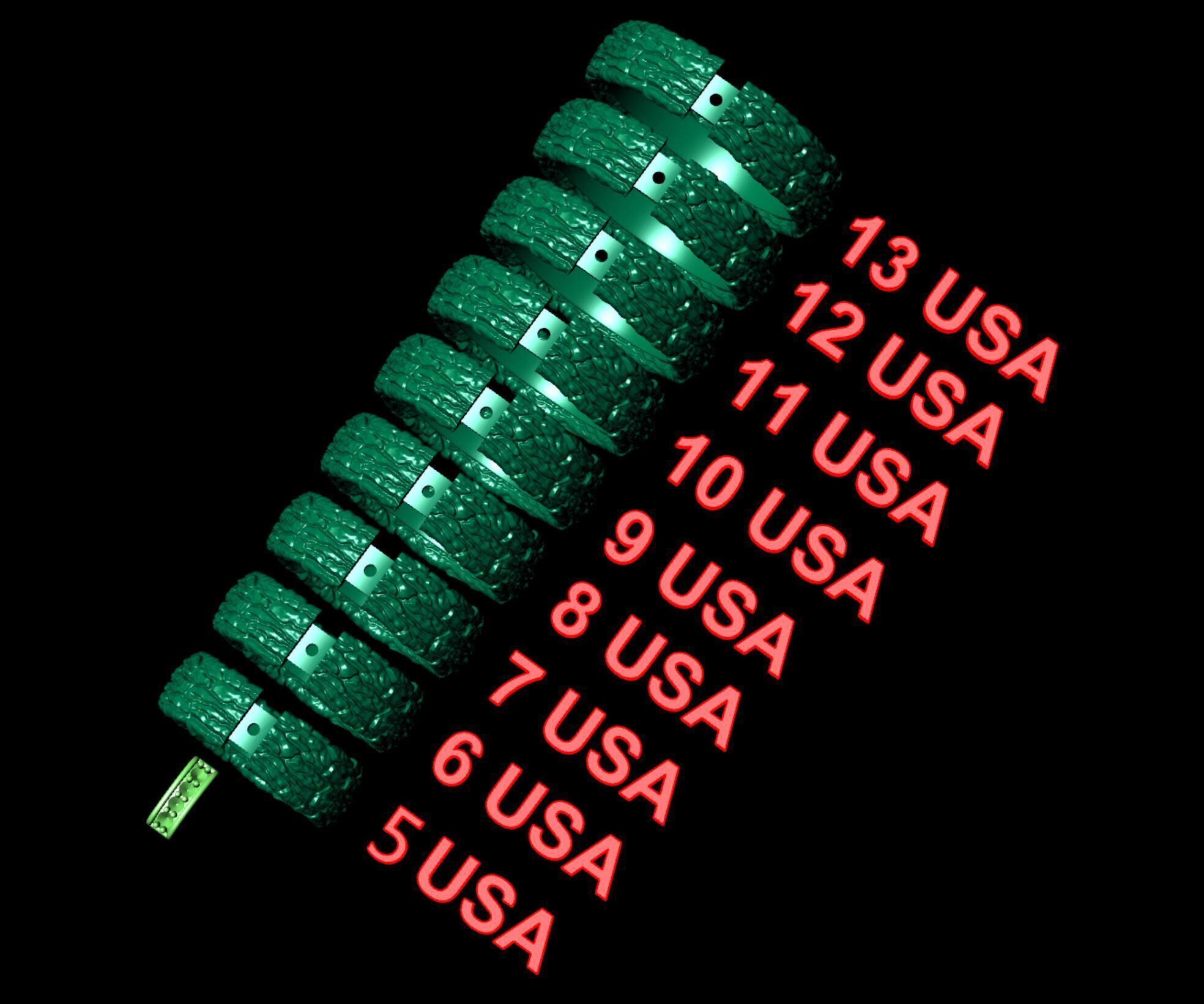 Textured Bark Ring 3D print model_12