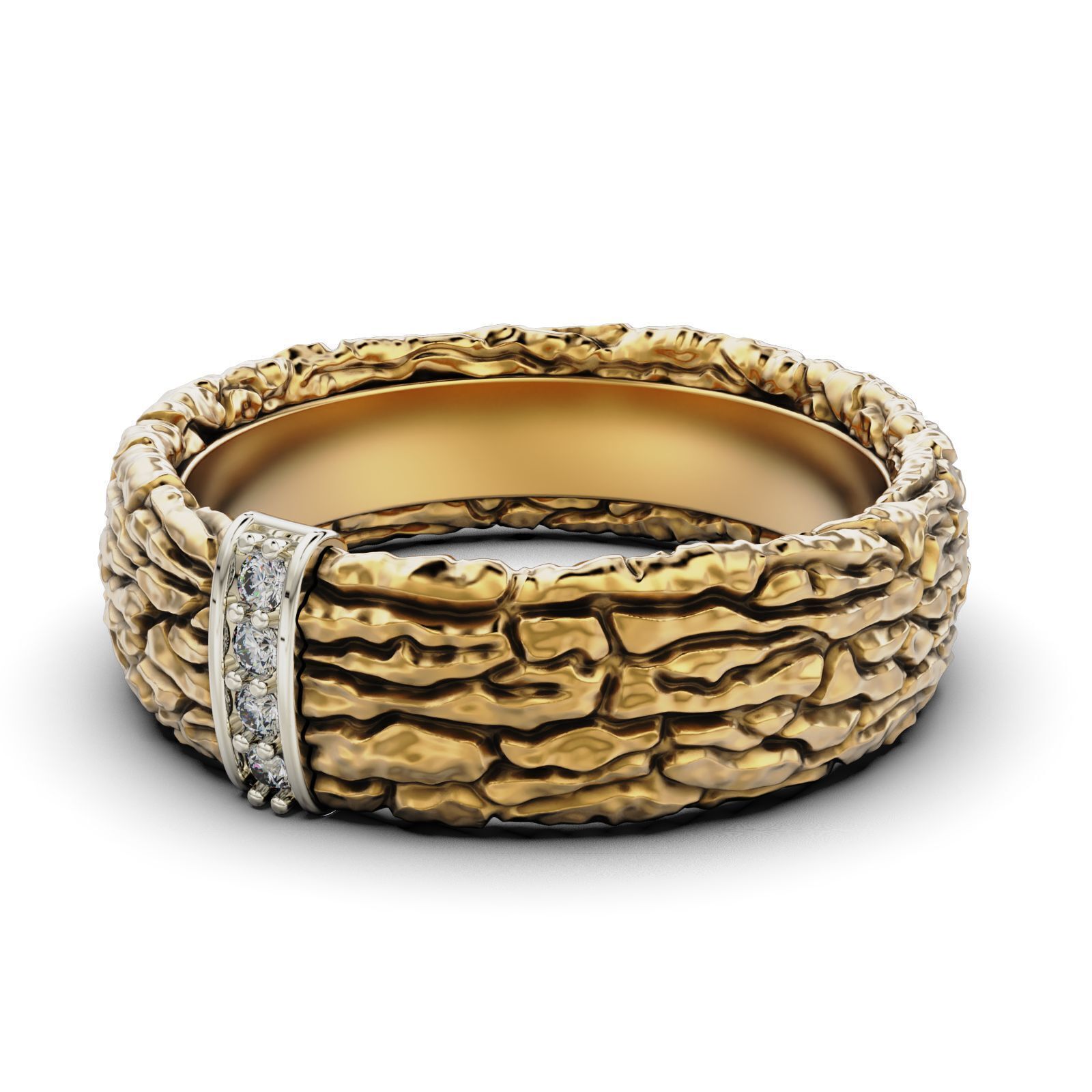 Textured Bark Ring 3D print model_15