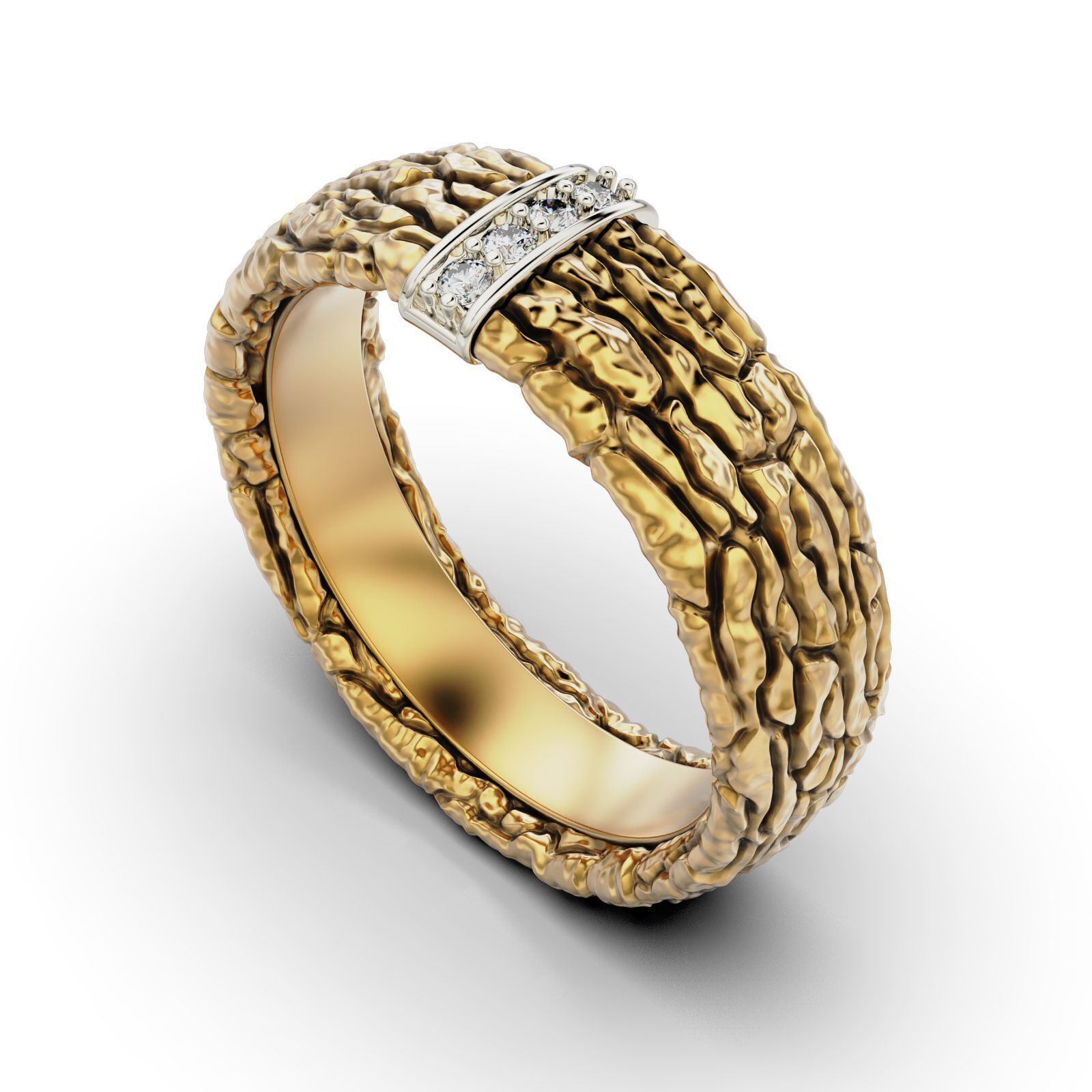 Textured Bark Ring 3D print model_21