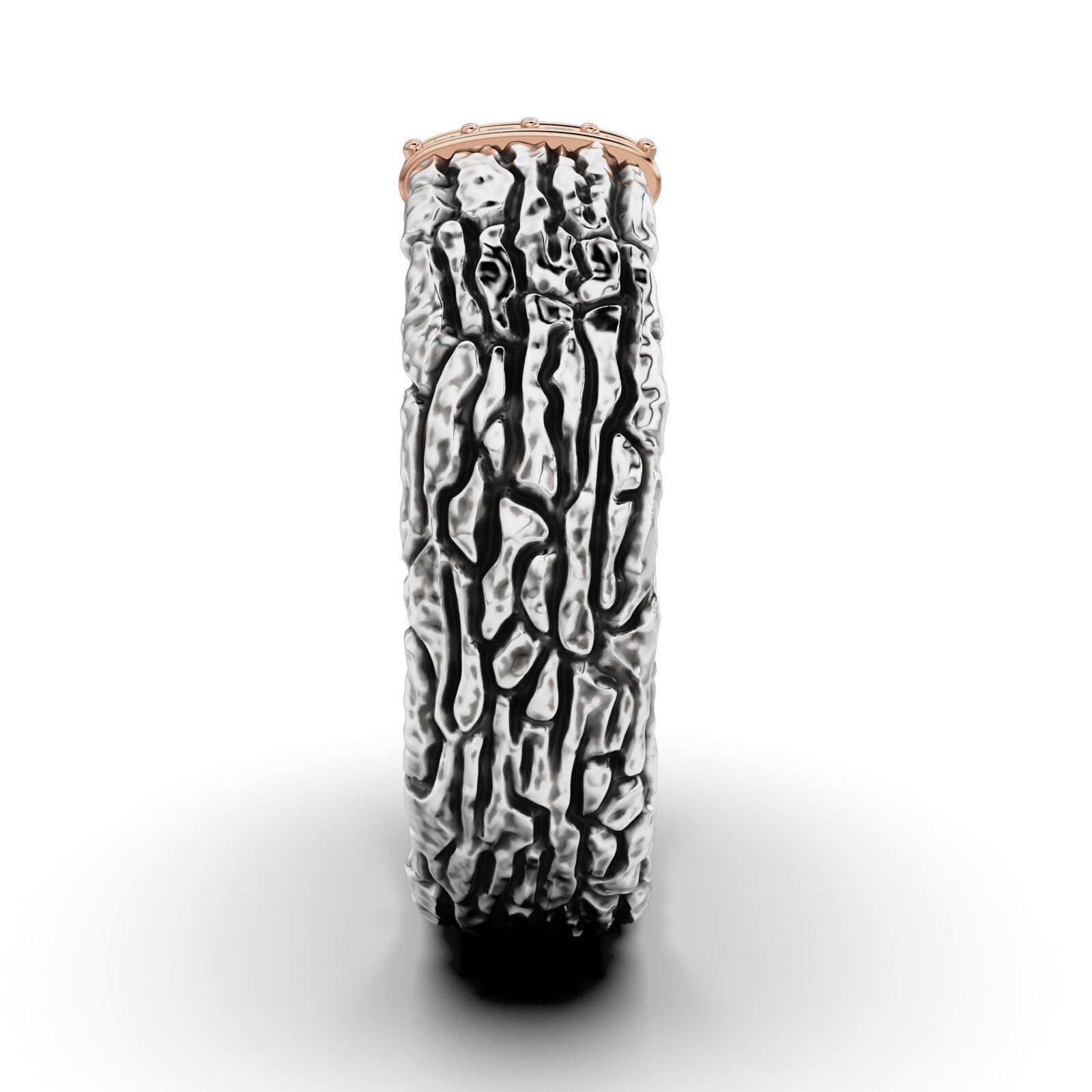 Textured Bark Ring 3D print model_9