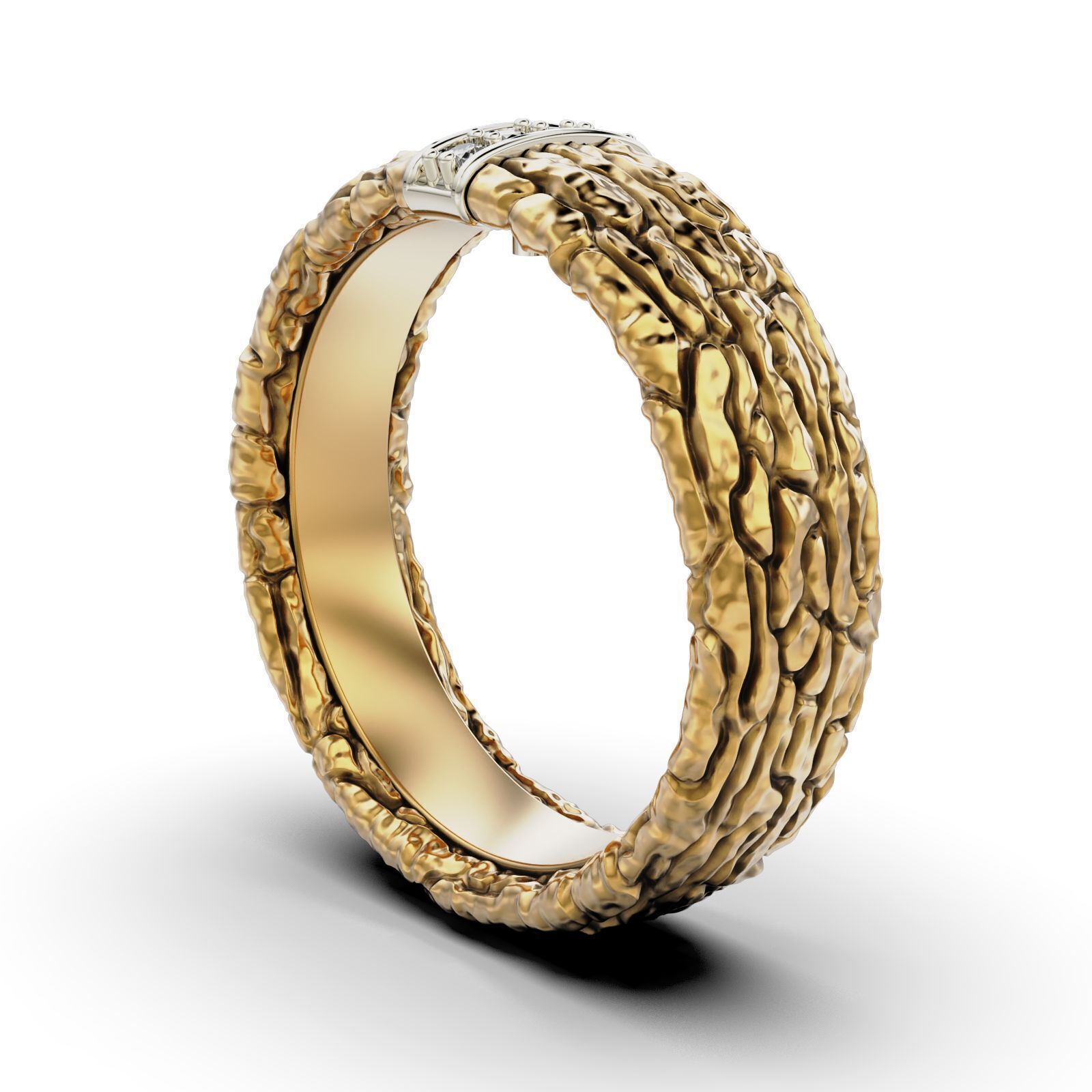 Textured Bark Ring 3D print model_19