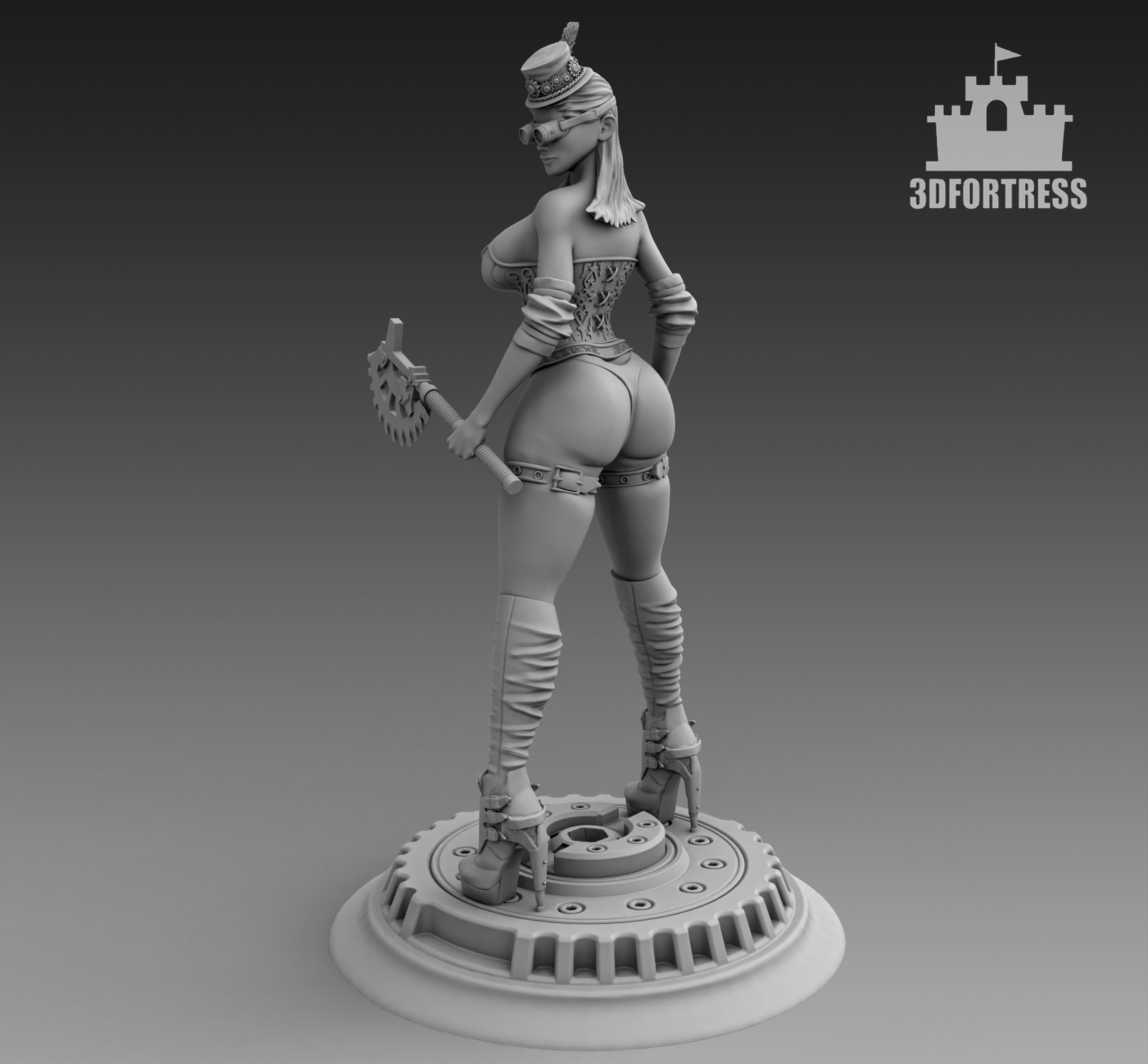 The girl with the axe 3D print model_2