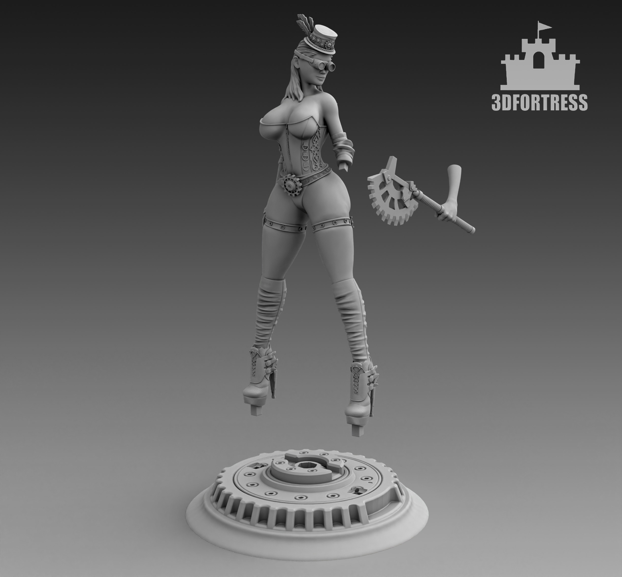 The girl with the axe 3D print model_1