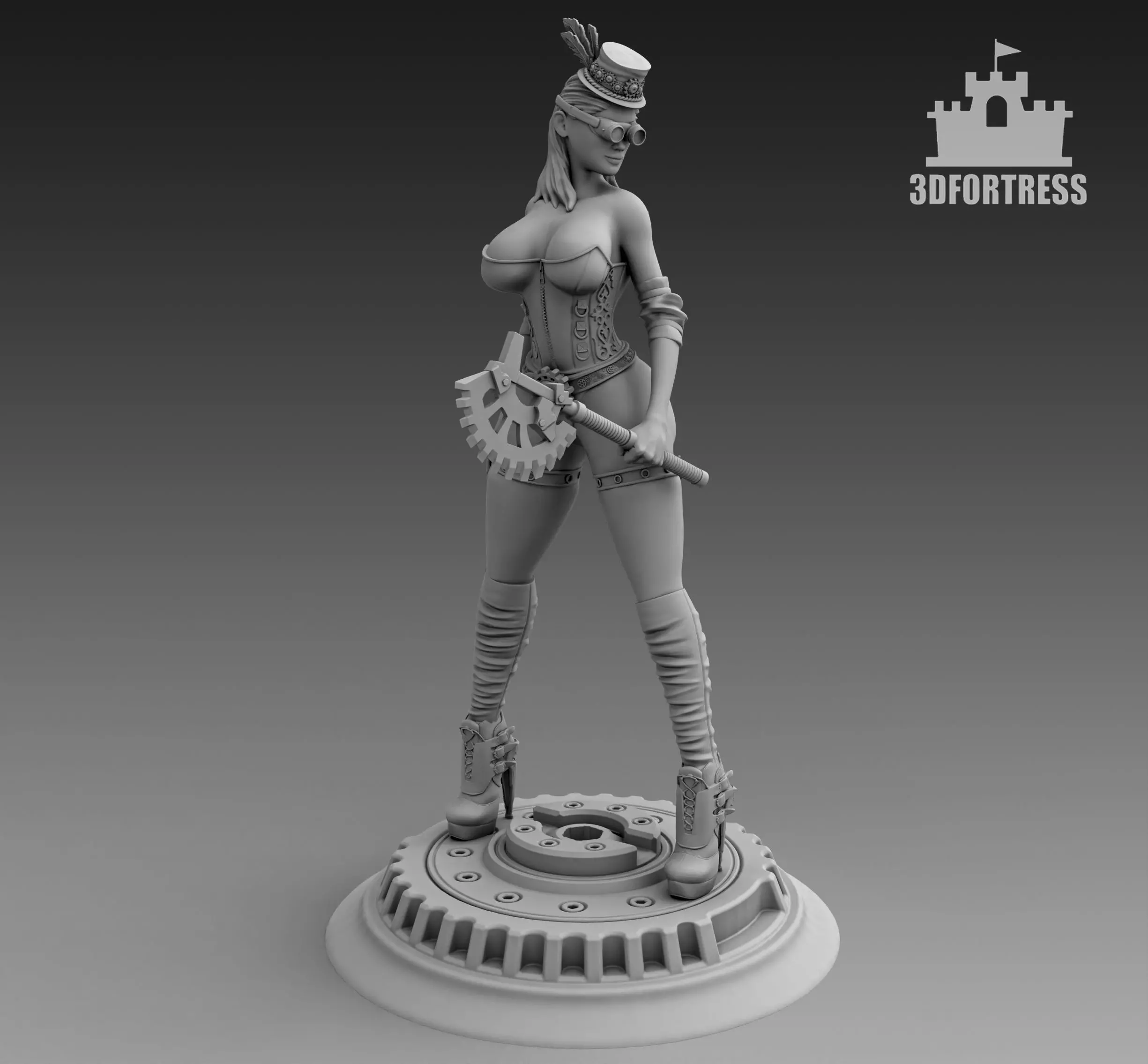 The girl with the axe 3D print model_0