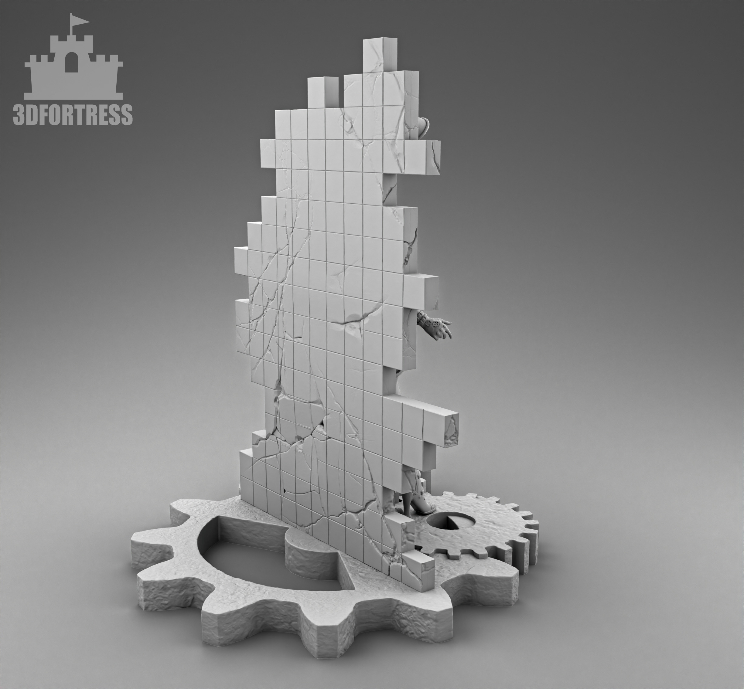 The girl at the wall 3D print model_2