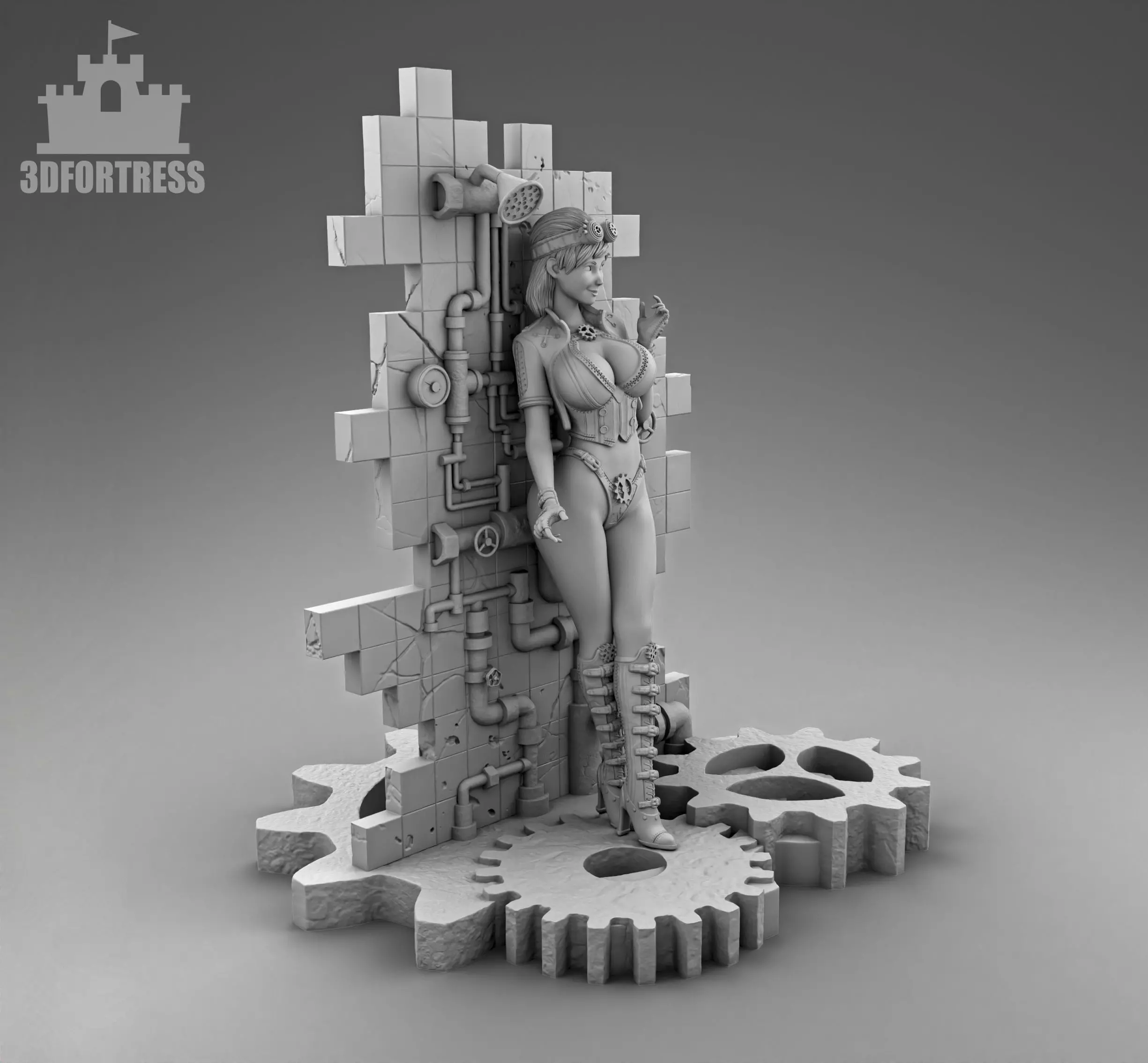 The girl at the wall 3D print model_0