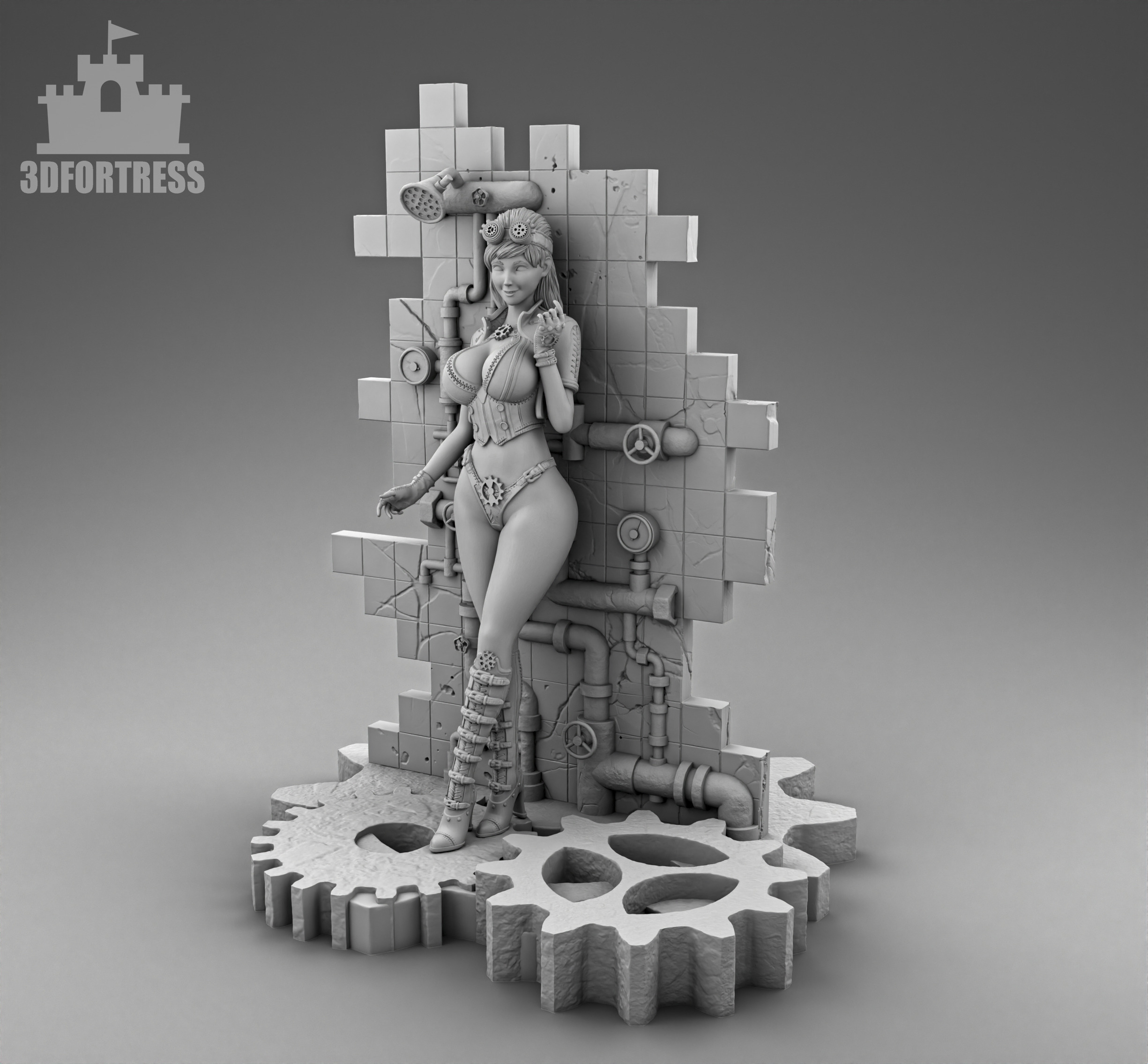 The girl at the wall 3D print model_1