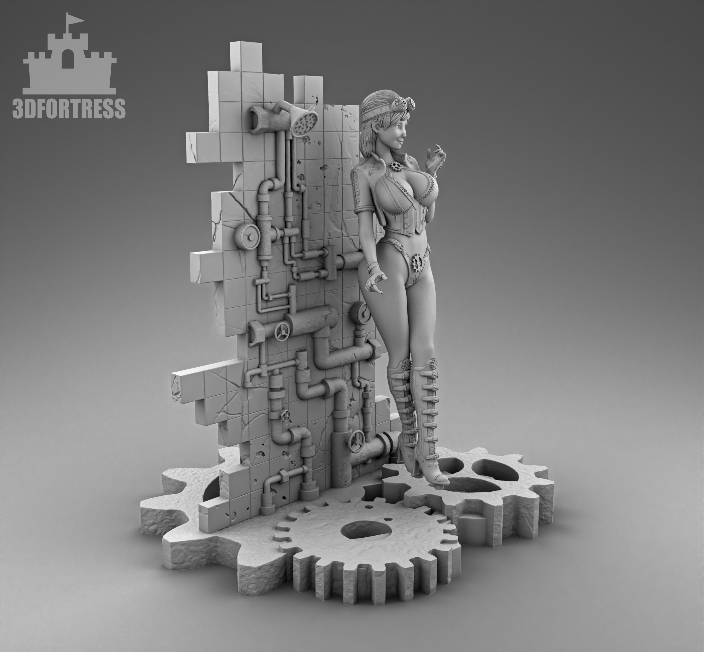 The girl at the wall 3D print model_3