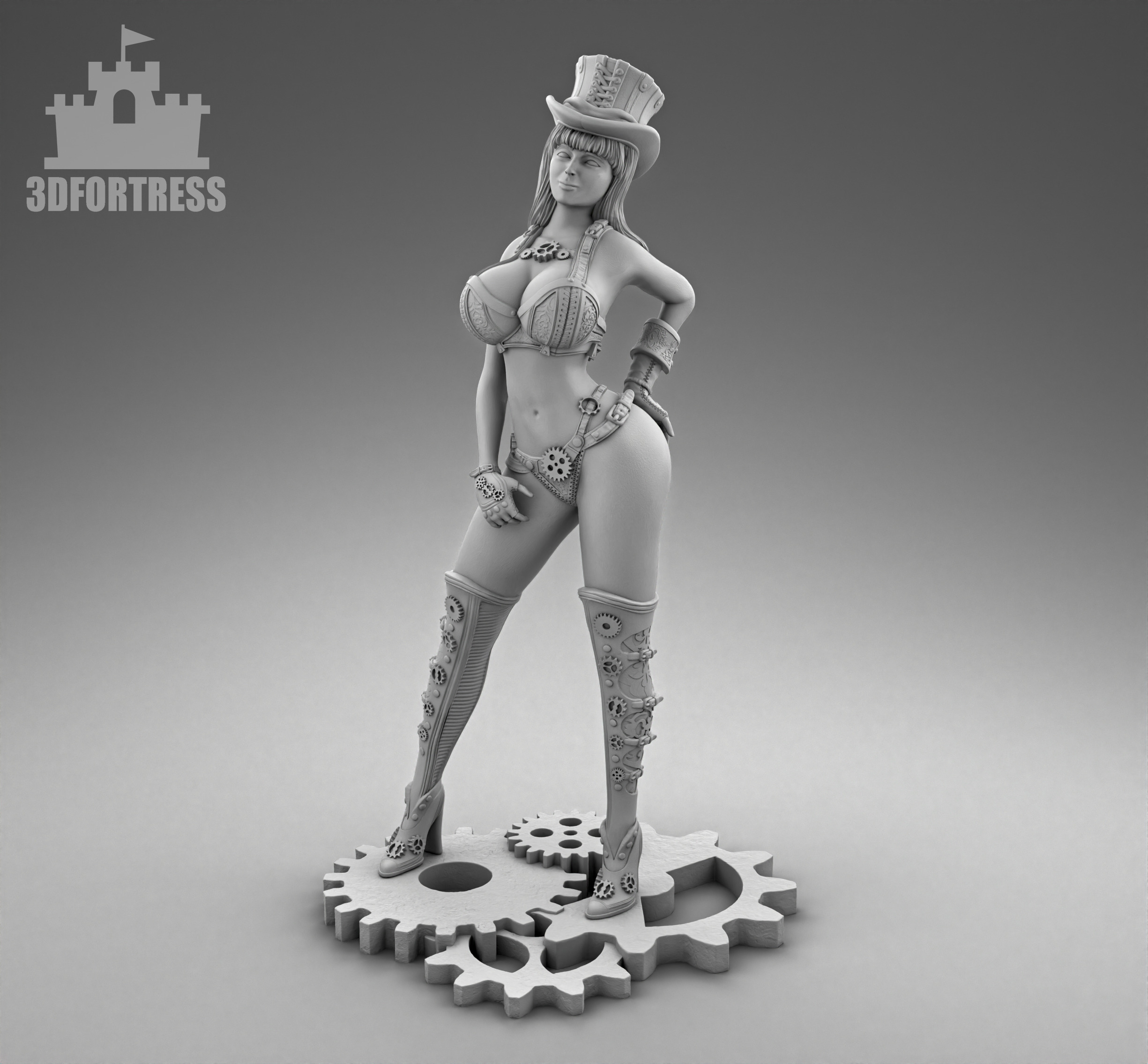 The girl in the top hat 3D print model_1