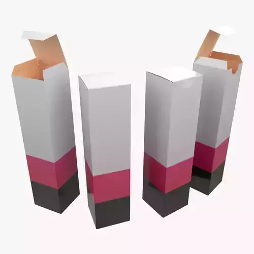 Two Type Lipstick Paper Box Closed Opened Unwrapped Low-poly 3D model