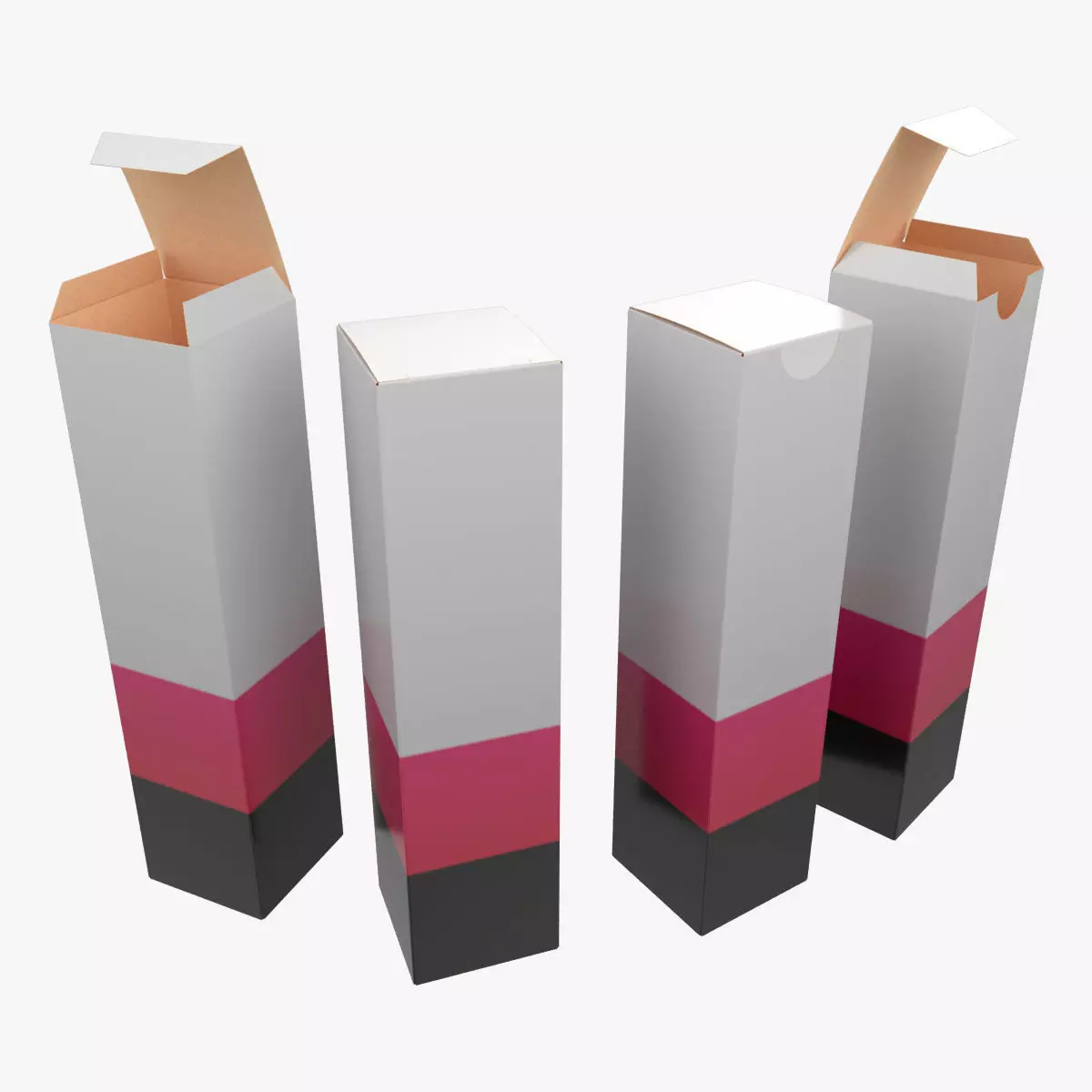Two Type Lipstick Paper Box Closed Opened Unwrapped Low-poly 3D model_0