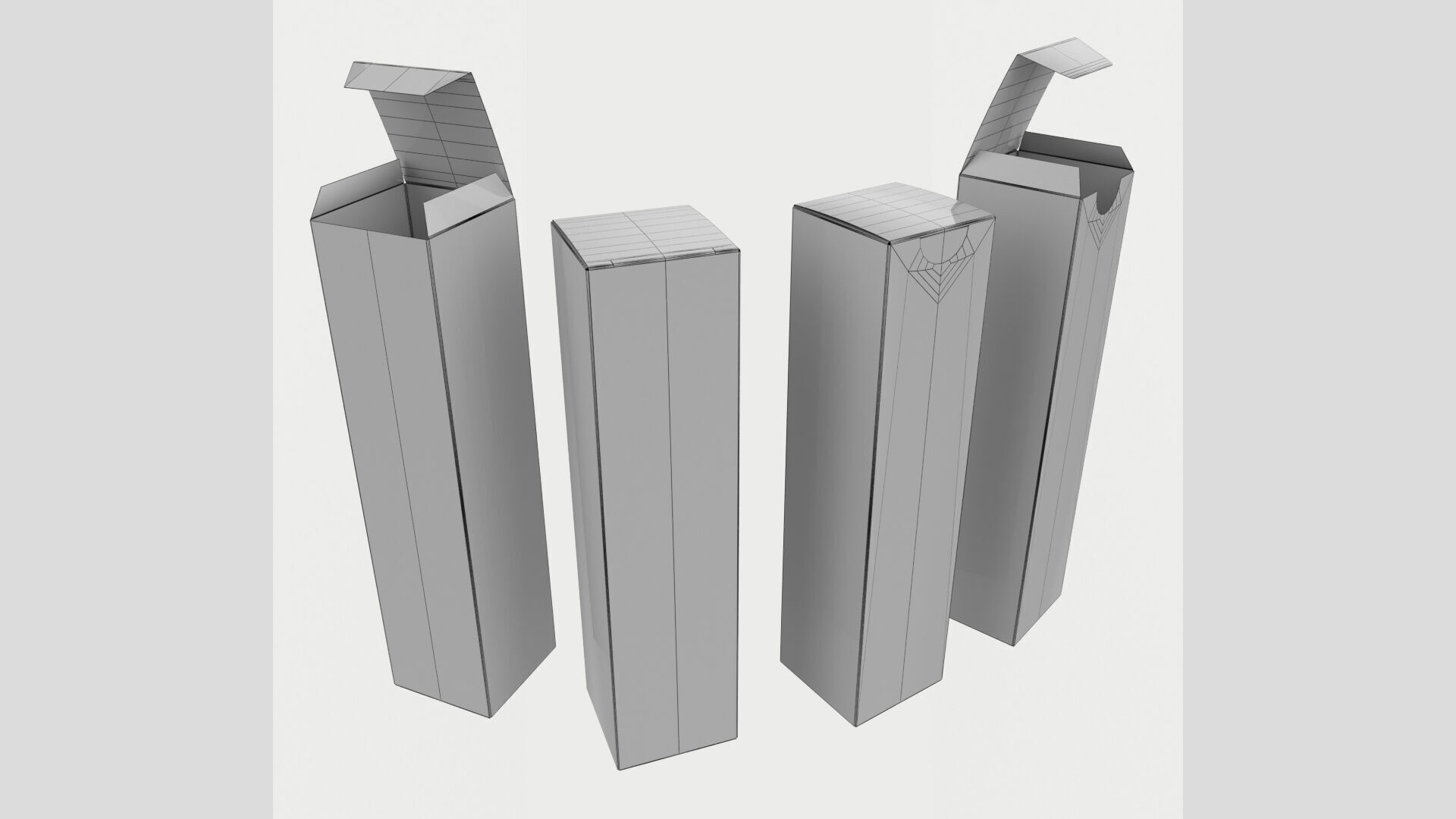 Two Type Lipstick Paper Box Closed Opened Unwrapped Low-poly 3D model_11