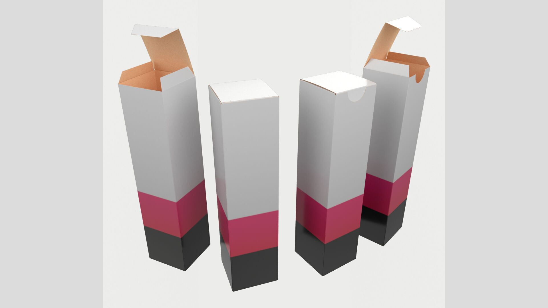 Two Type Lipstick Paper Box Closed Opened Unwrapped Low-poly 3D model_1