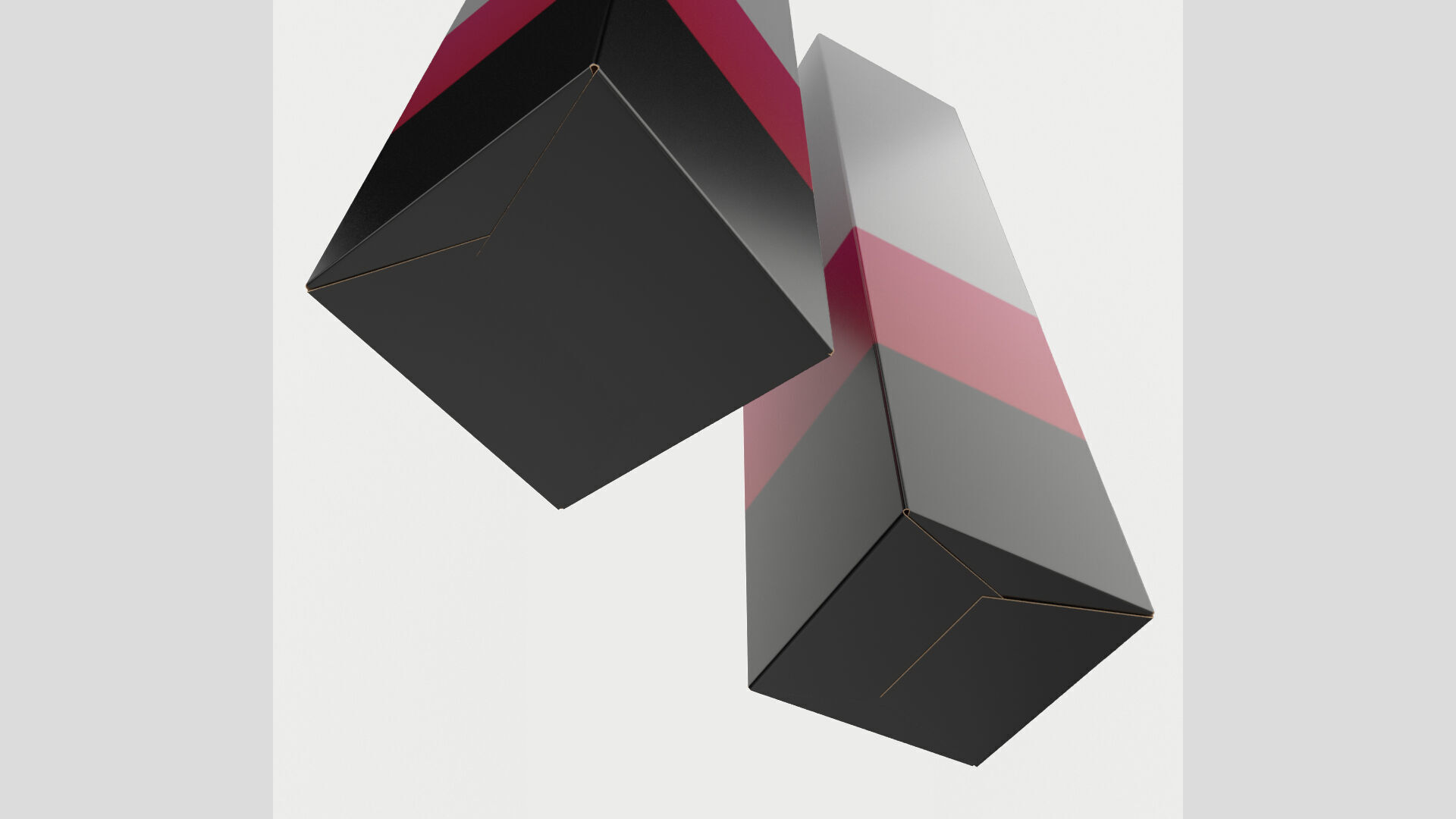 Two Type Lipstick Paper Box Closed Opened Unwrapped Low-poly 3D model_4