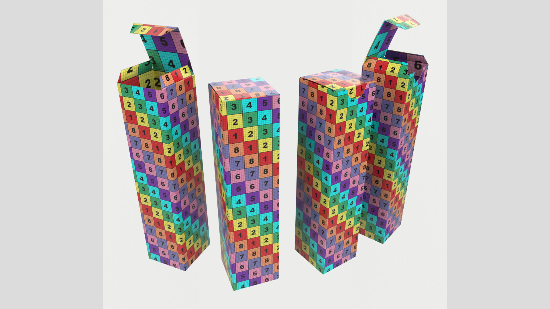 Two Type Lipstick Paper Box Closed Opened Unwrapped Low-poly 3D model_8