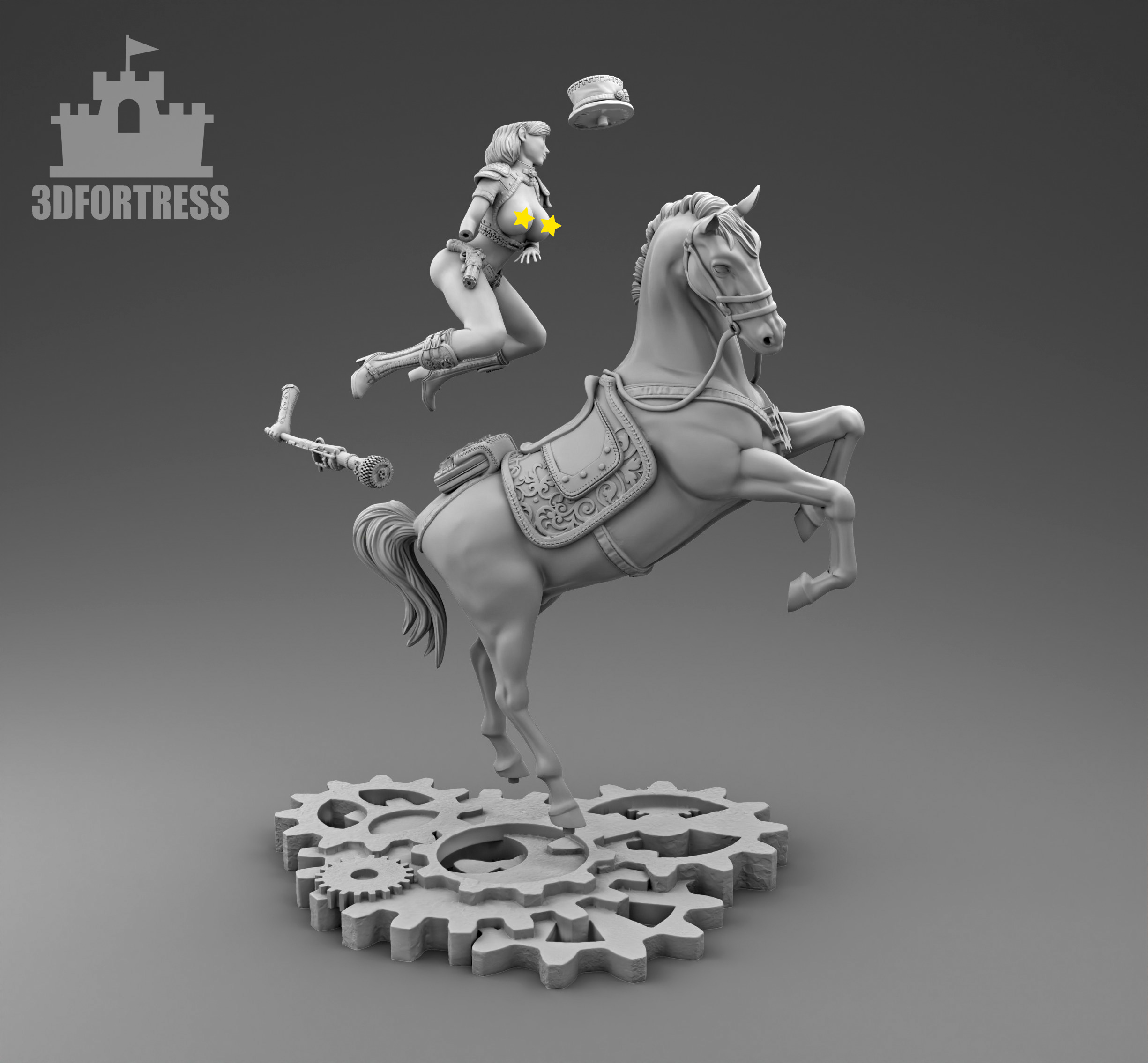The girl on the horse 2 3D print model_3
