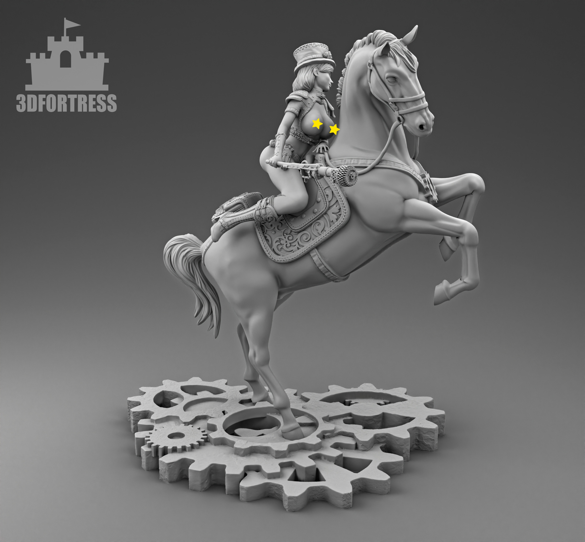 The girl on the horse 2 3D print model_2