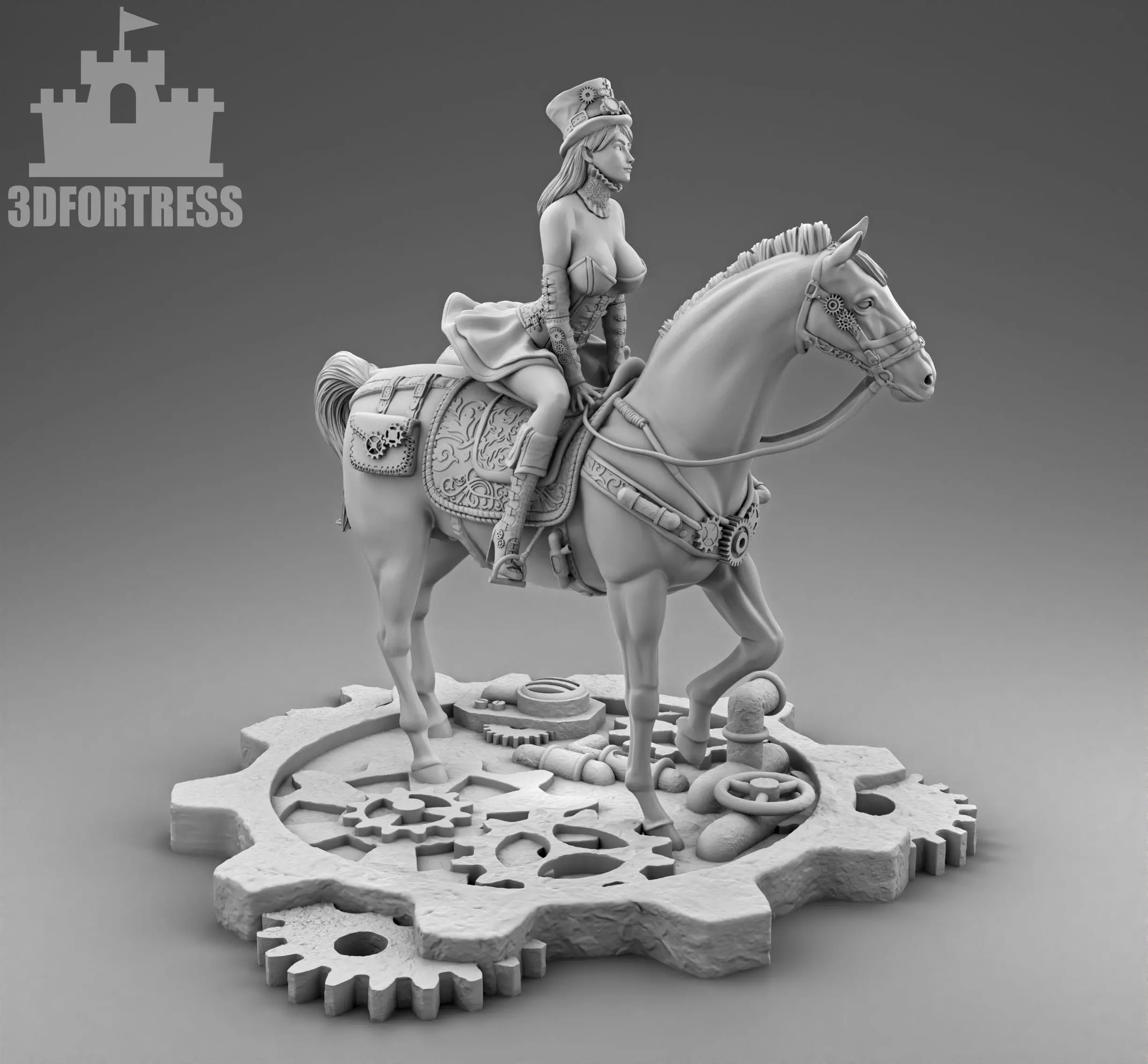 The girl on the horse 3D print model_0