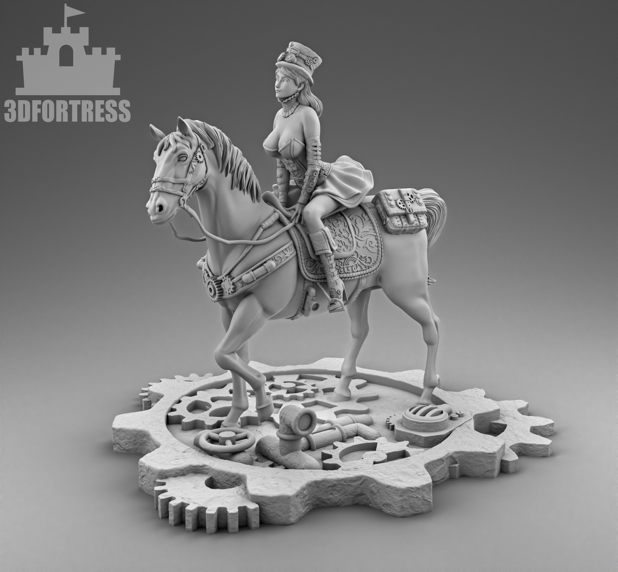 The girl on the horse 3D print model_1