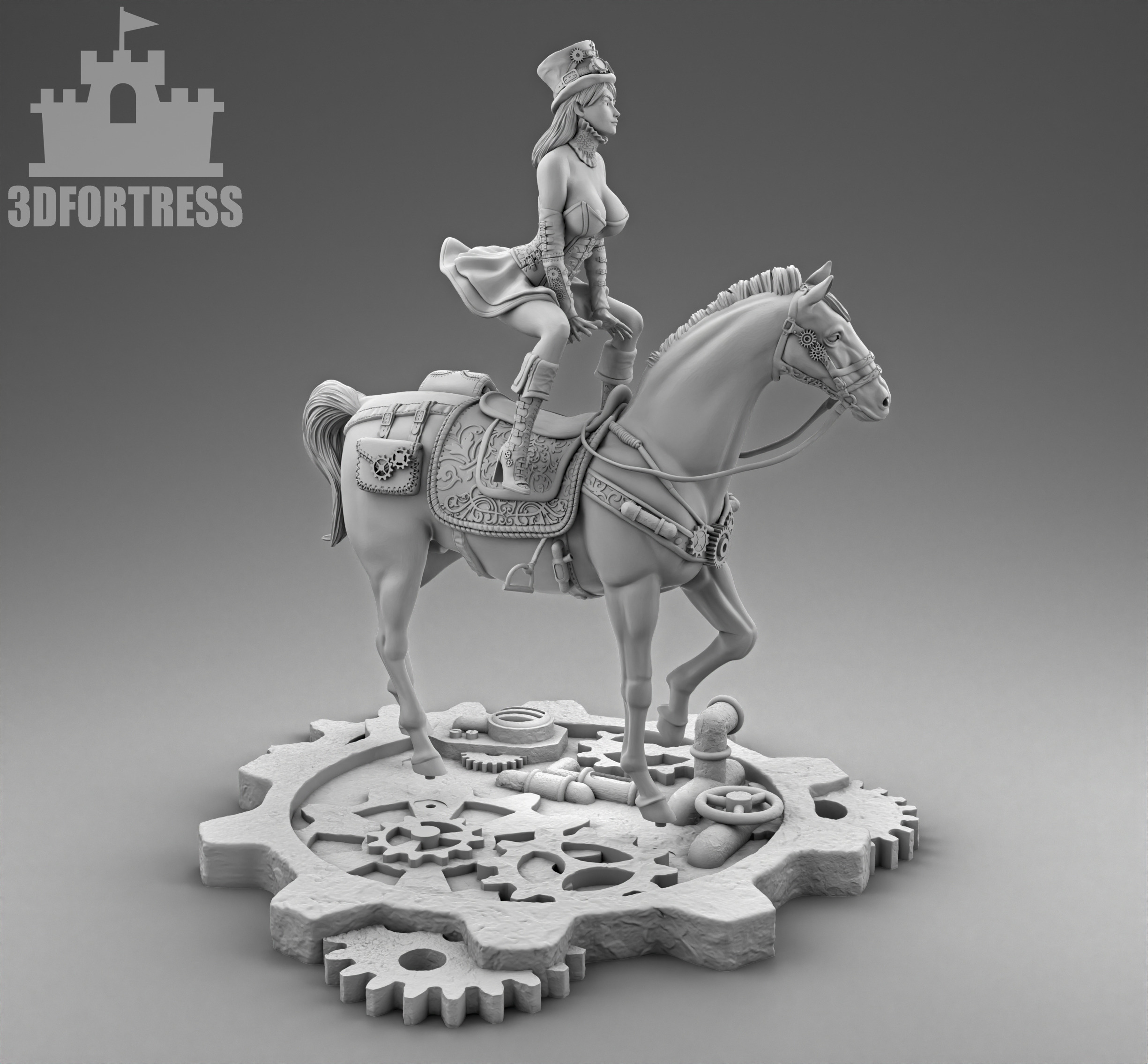 The girl on the horse 3D print model_3