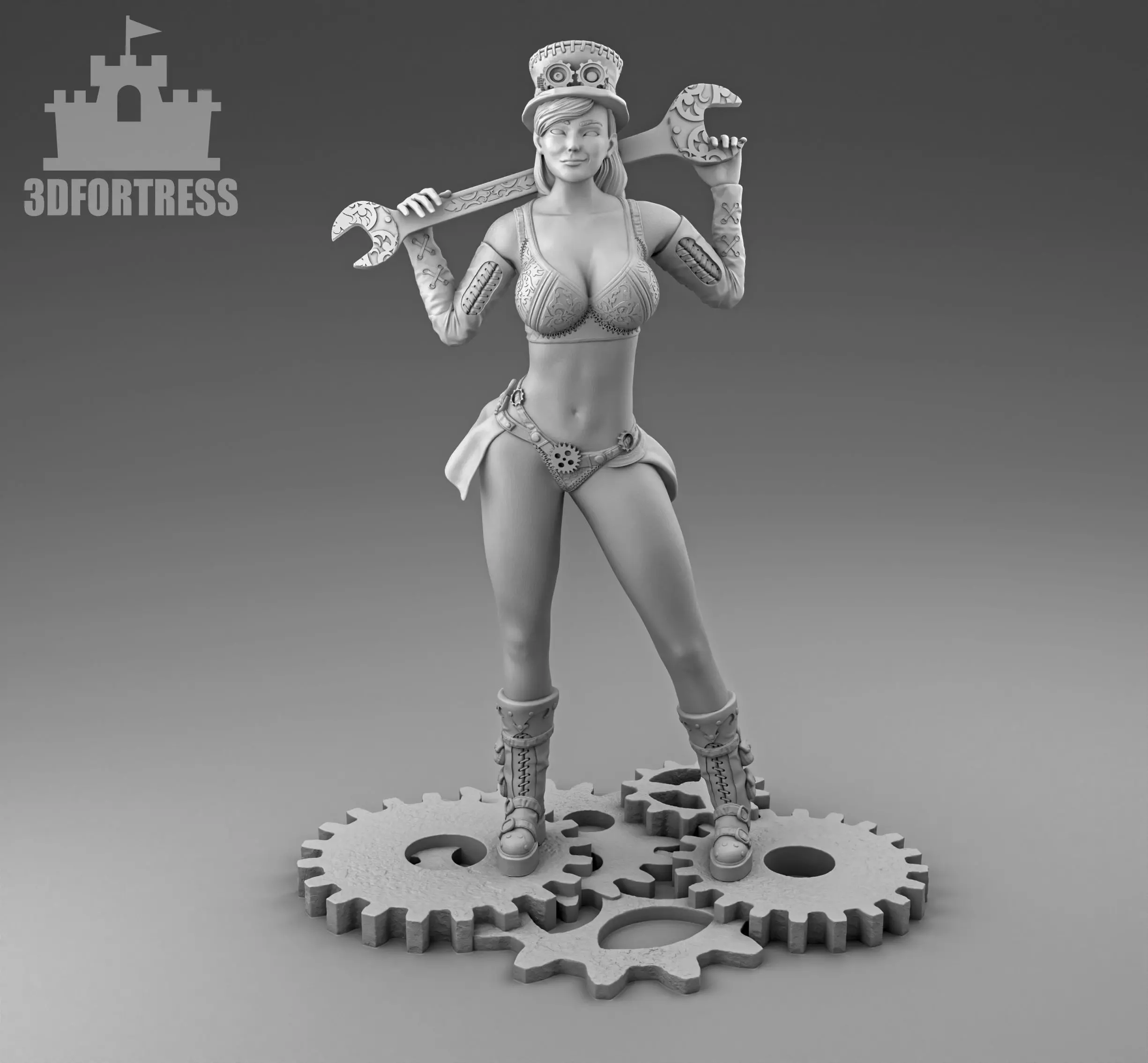 The girl with the wrench 3D print model_0