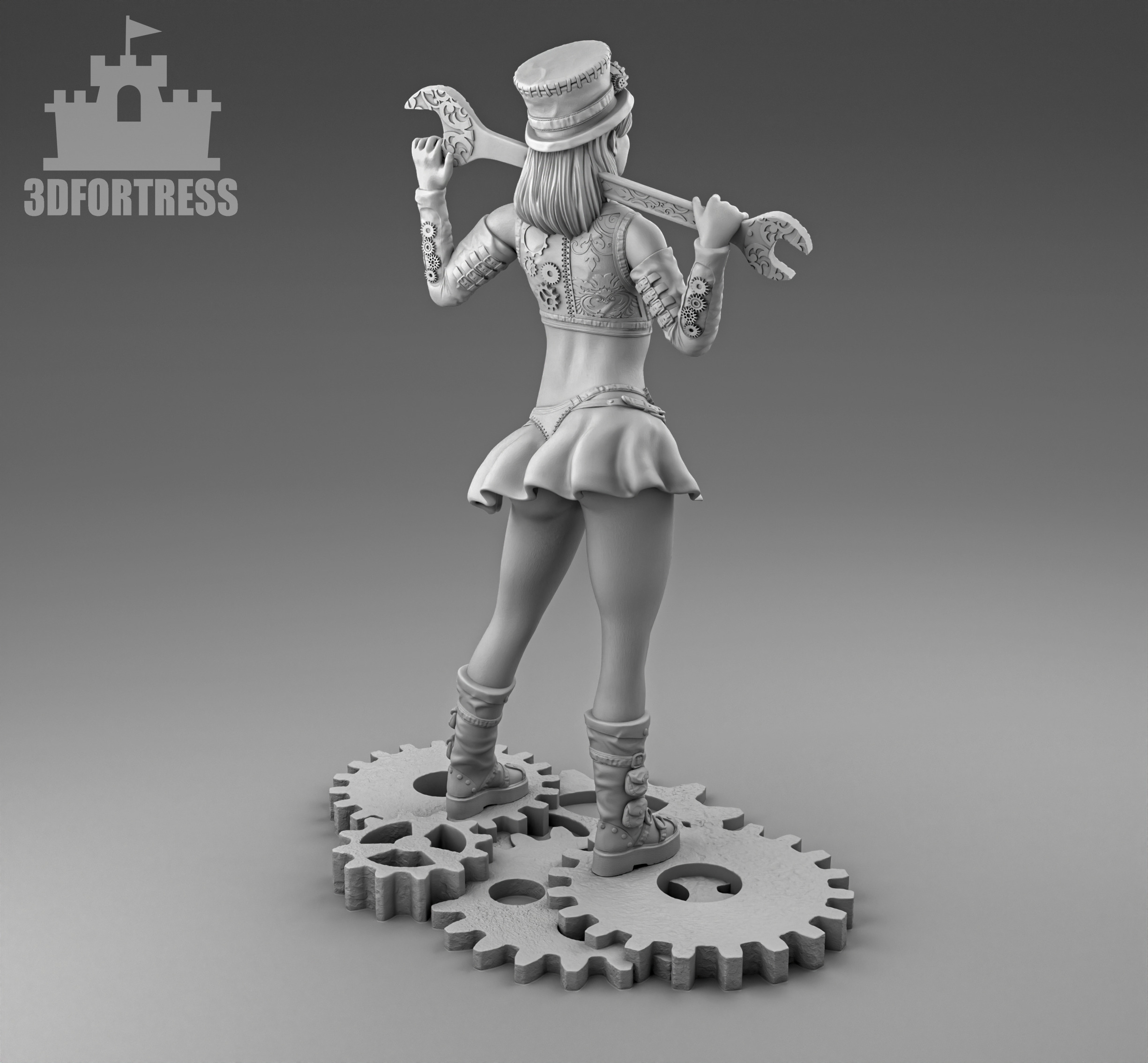The girl with the wrench 3D print model_2