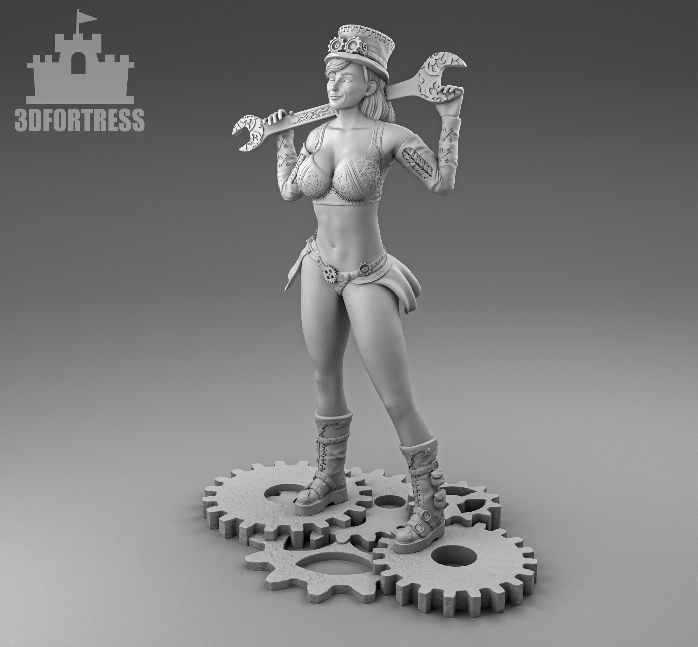 The girl with the wrench 3D print model_1