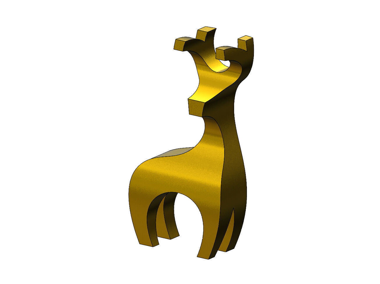 Simple bandsaw reindeer sculpture deco art toy figurine 3D print model_8