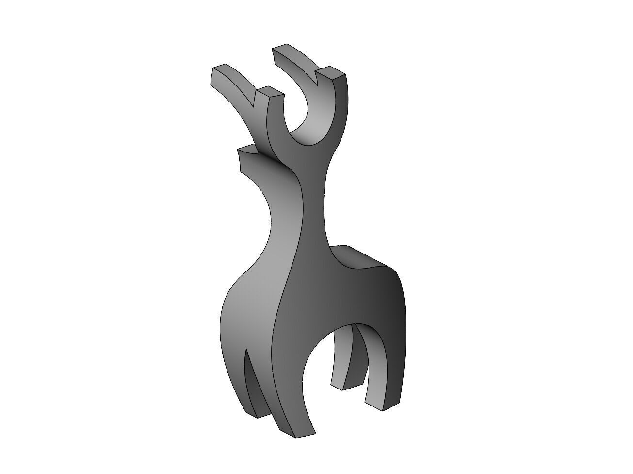 Simple bandsaw reindeer sculpture deco art toy figurine 3D print model_2