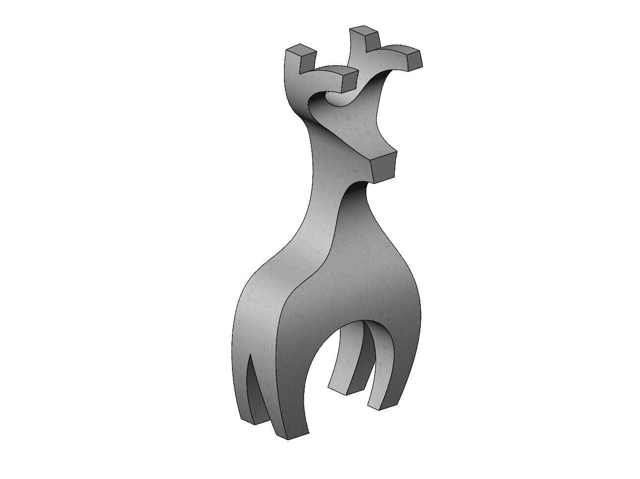 Simple bandsaw reindeer sculpture deco art toy figurine 3D print model_7