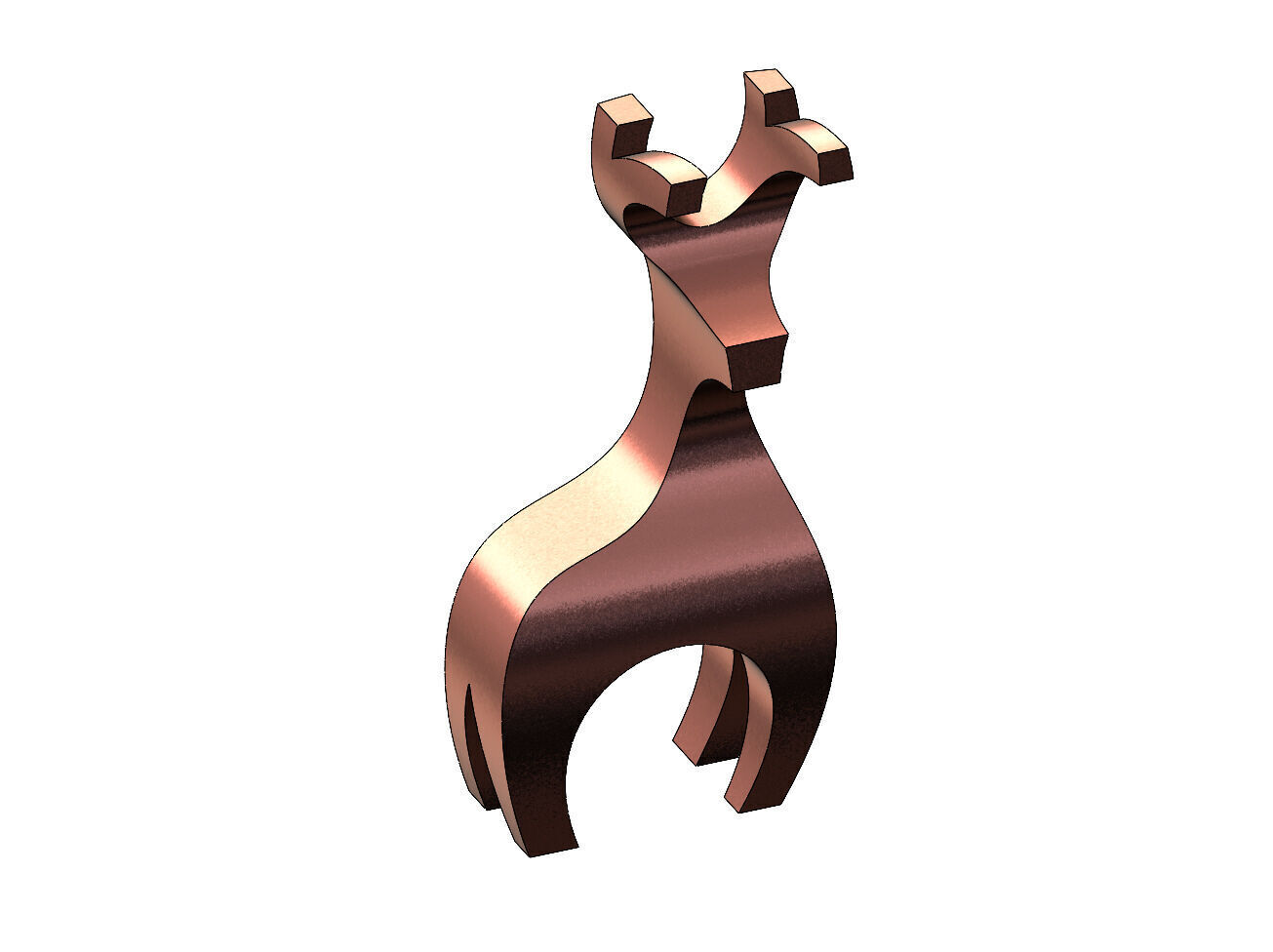 Simple bandsaw reindeer sculpture deco art toy figurine 3D print model_9