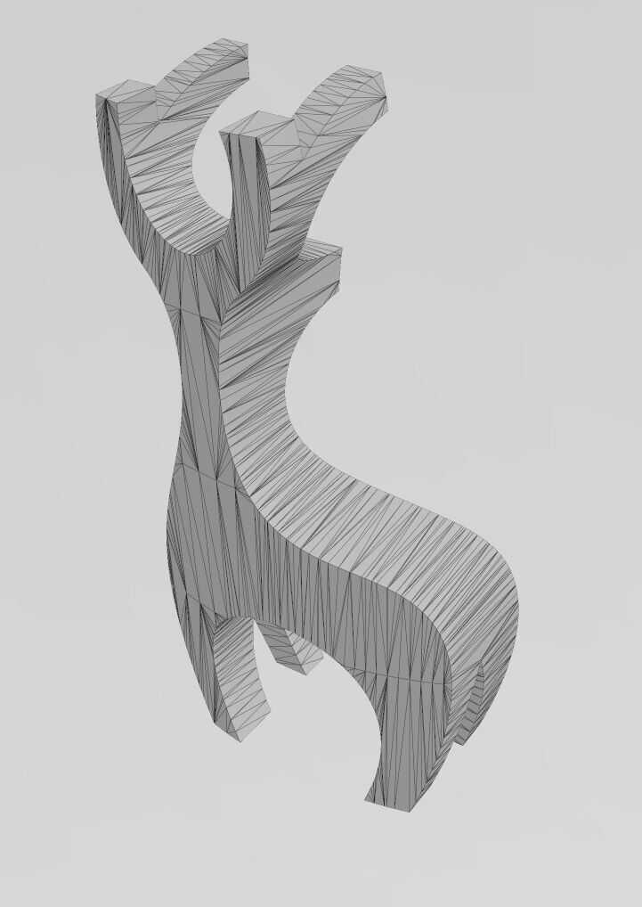 Simple bandsaw reindeer sculpture deco art toy figurine 3D print model_13