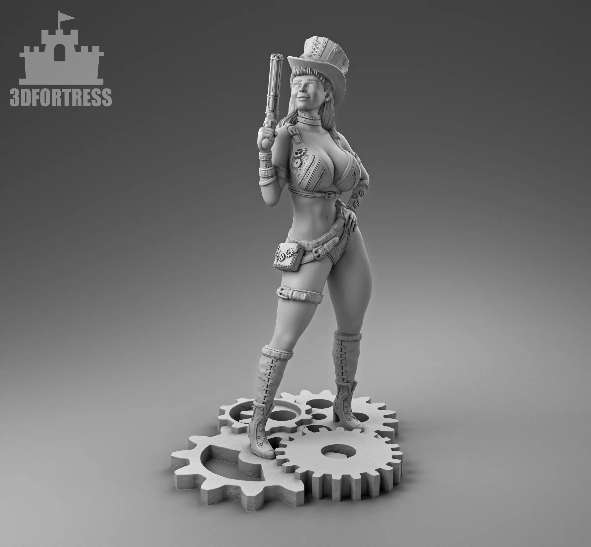  The girl with the gun 3D print model_0